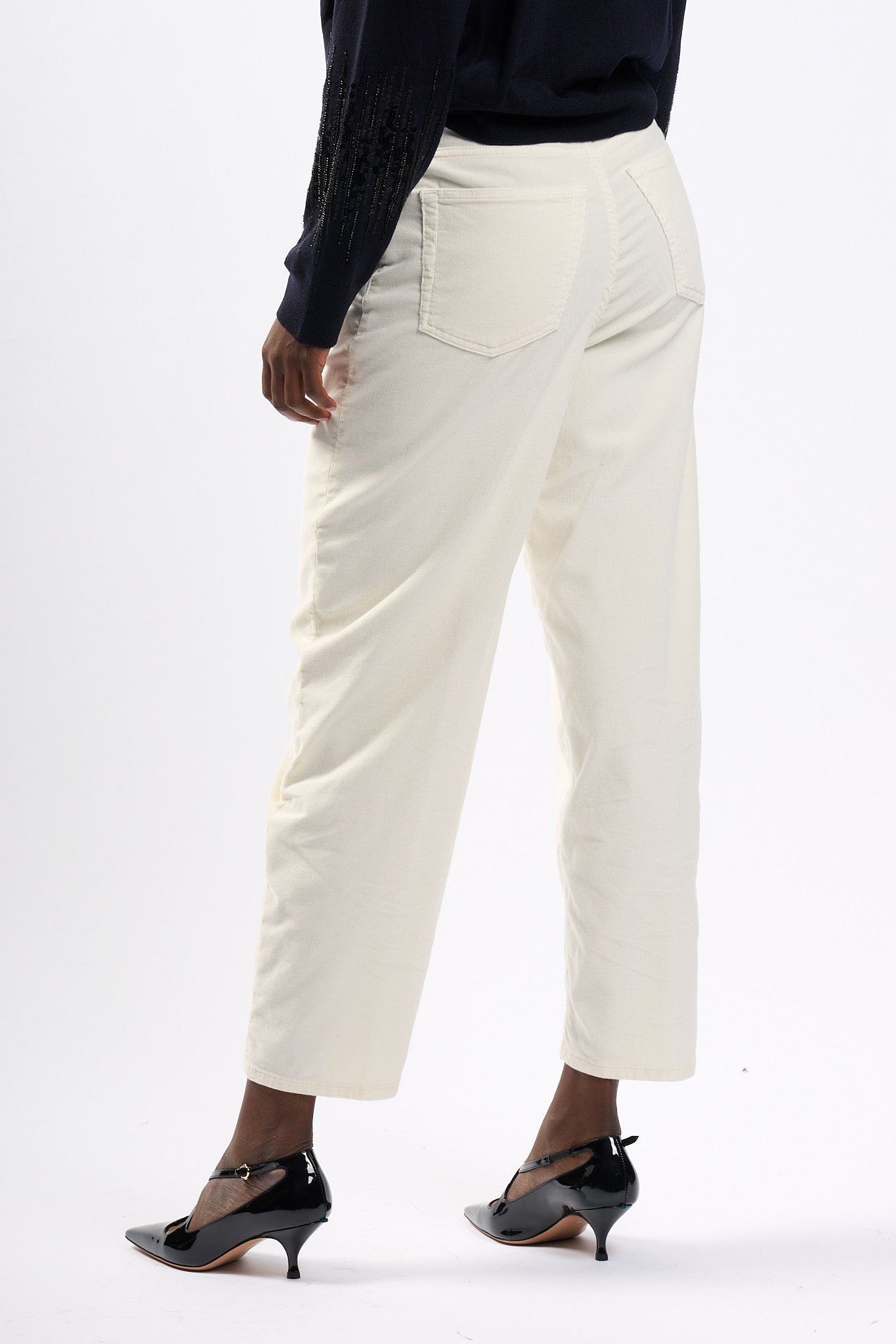 Dondup Pantalone Velluto Bessie Panna Donna-5