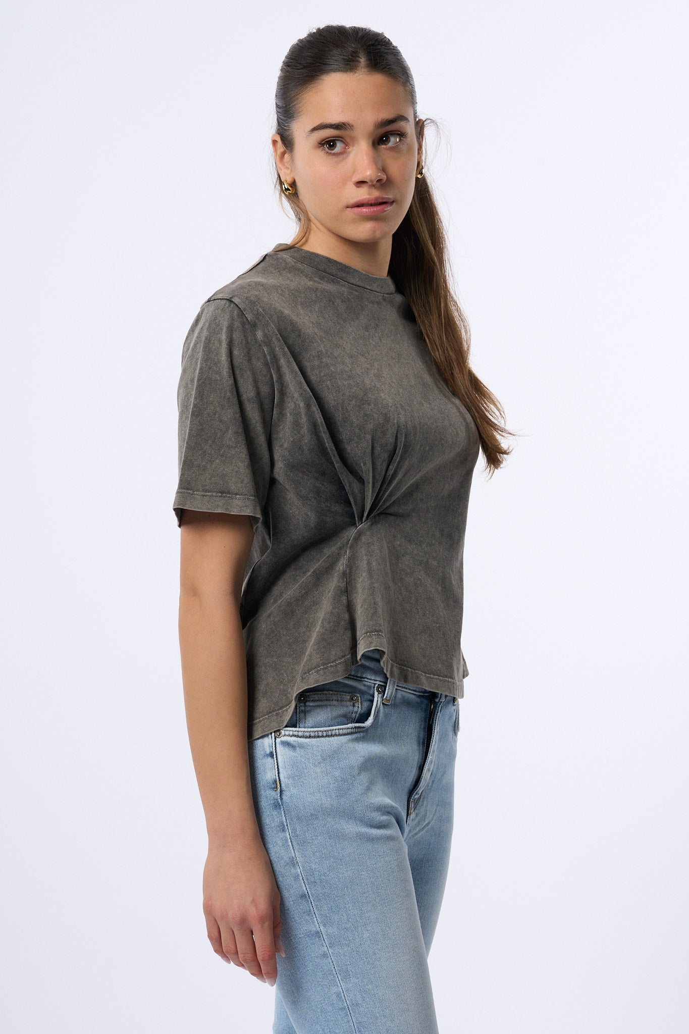 Dondup T-shirt Asimmetrica Grigio Donna-4