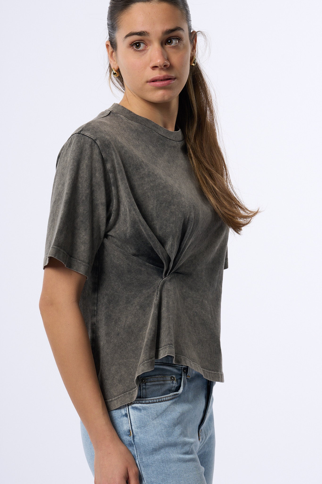 Dondup T-shirt Asimmetrica Grigio Donna-5