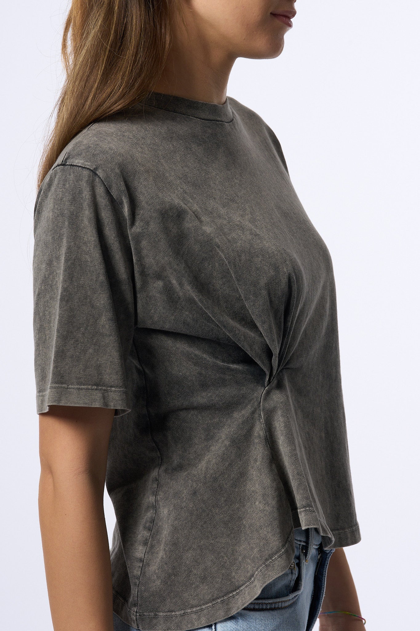 Dondup T-shirt Asimmetrica Grigio Donna-2