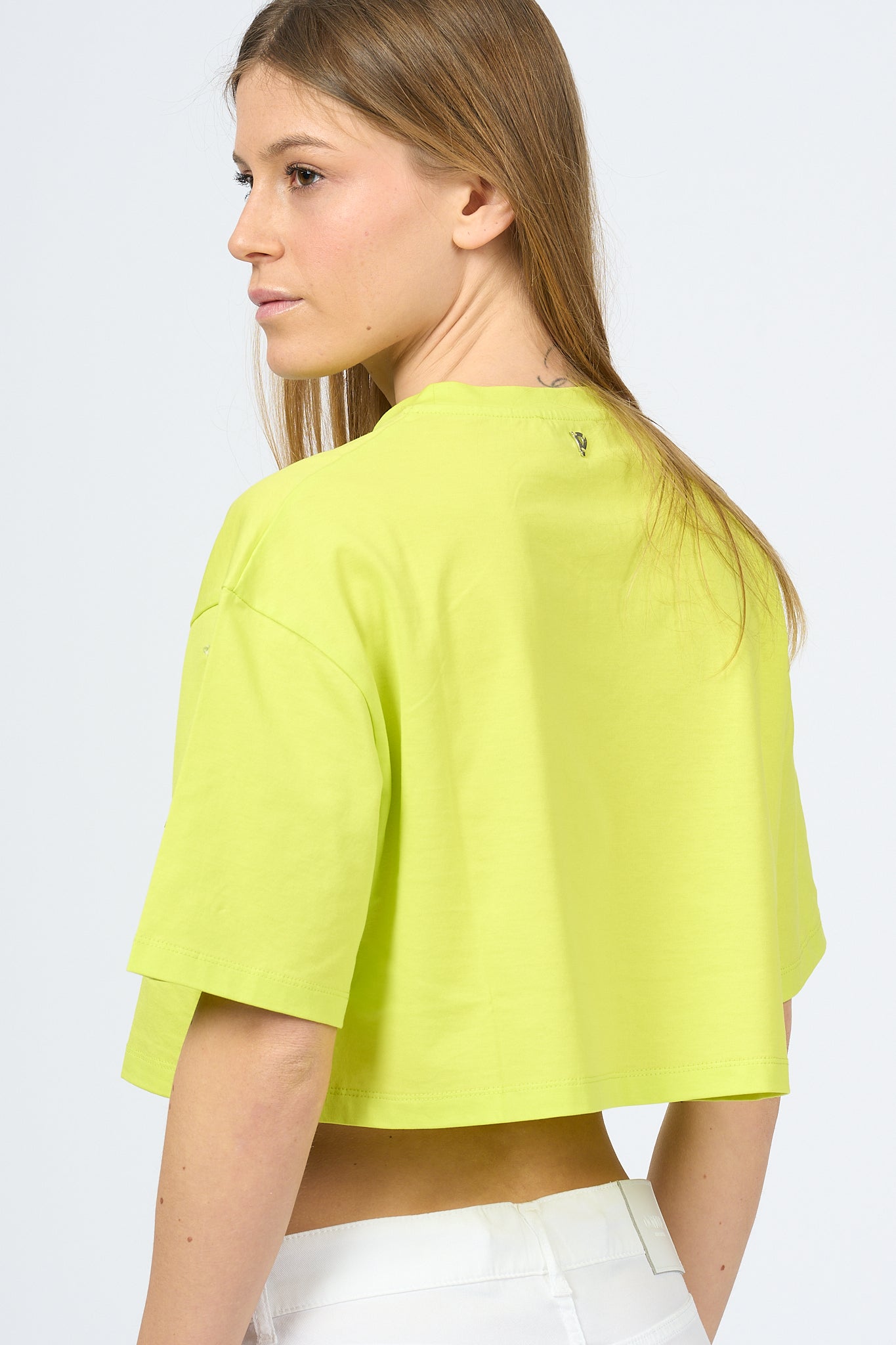 Dondup T-shirt Crop Lime Donna-4