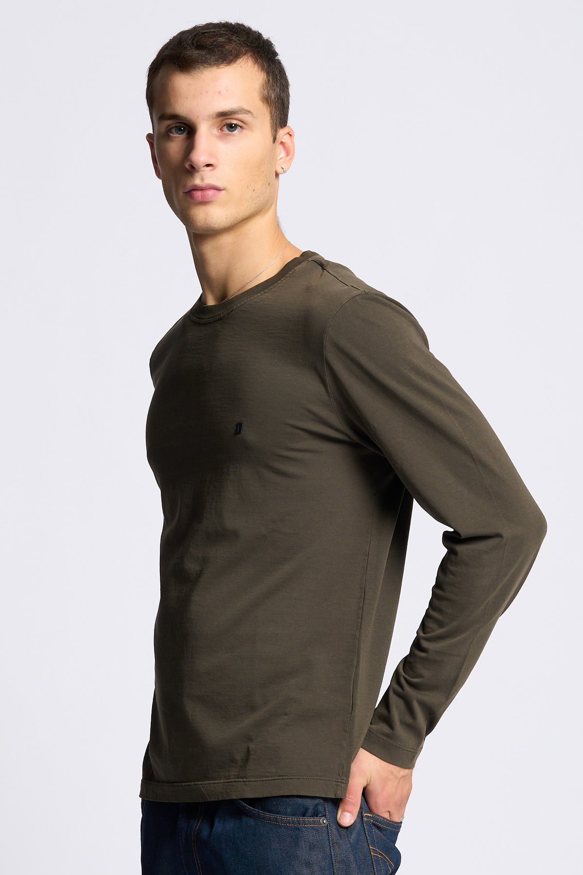 Dondup T Shirt Manica Lunga Marrone Uomo-1