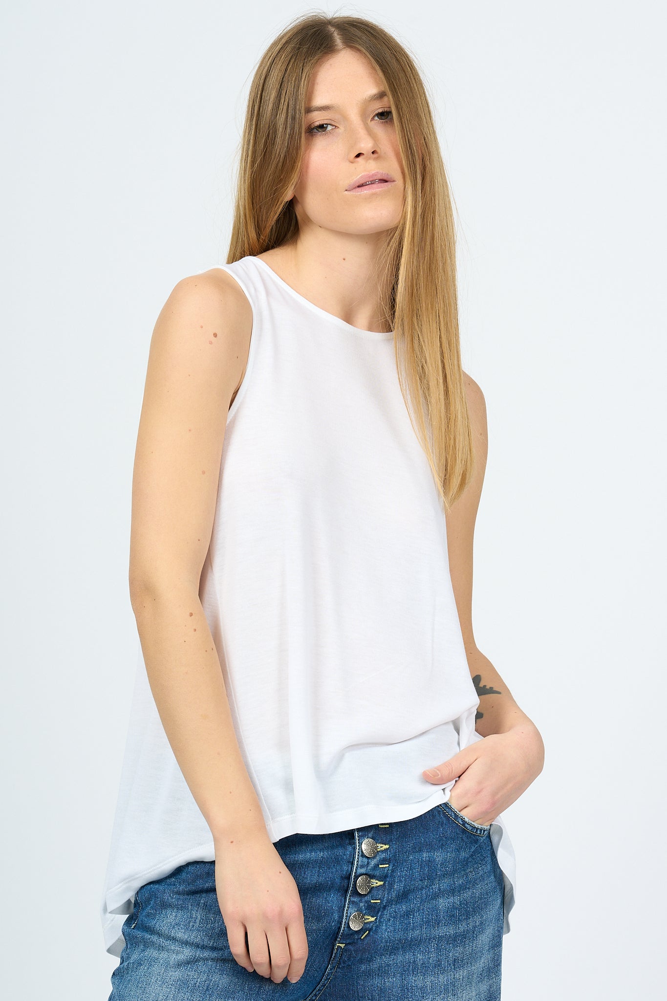 Dondup Top Catenelle Bianco Donna-4