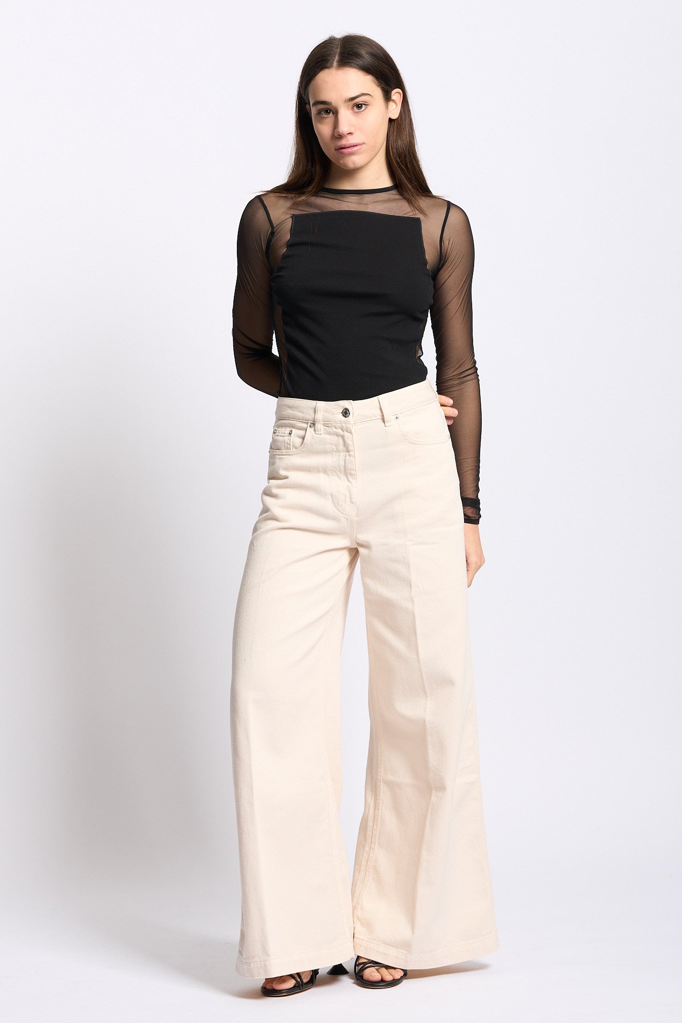 Dondup Top in Tulle Nero Donna-3