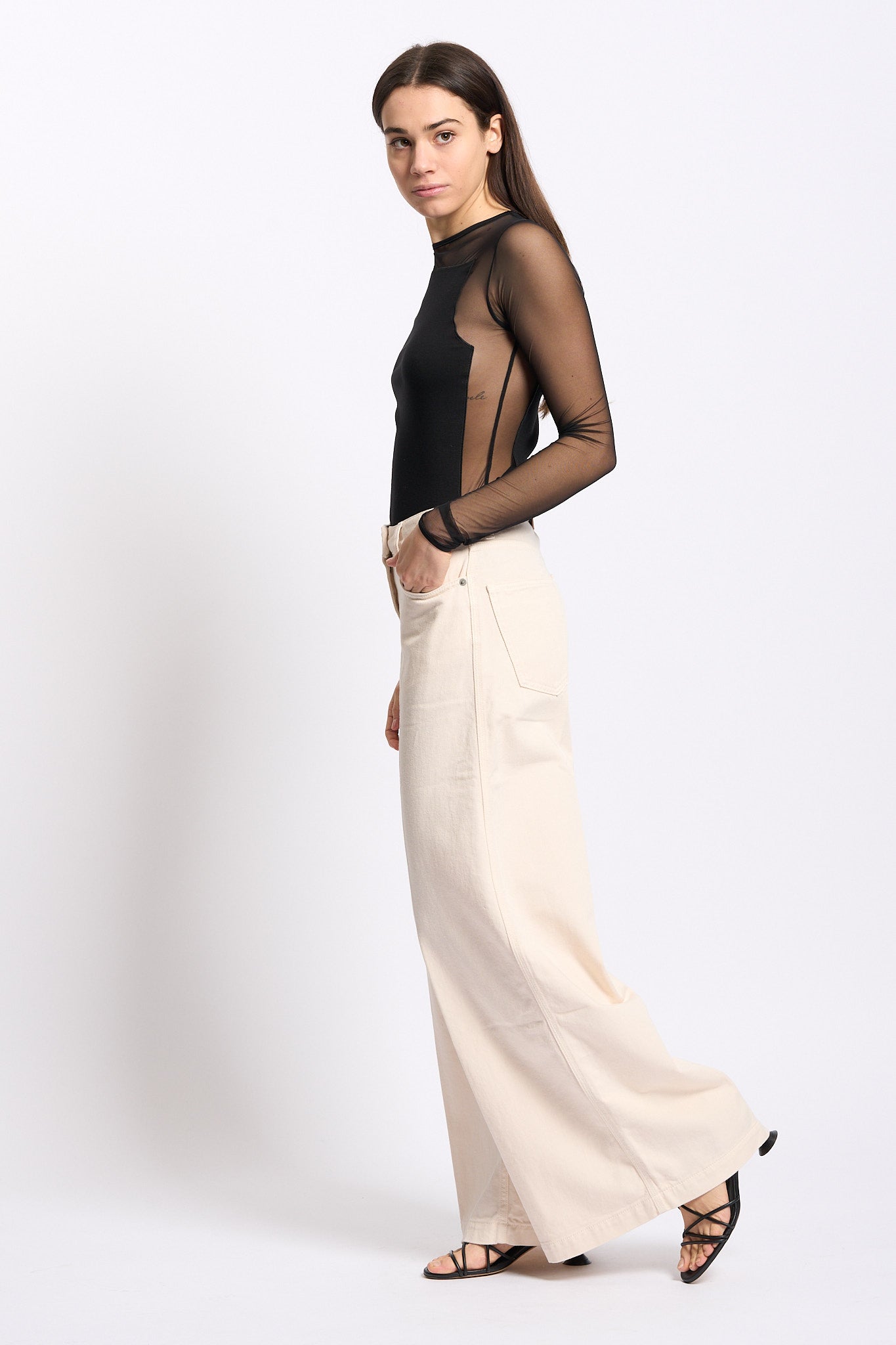 Dondup Top in Tulle Nero Donna-6