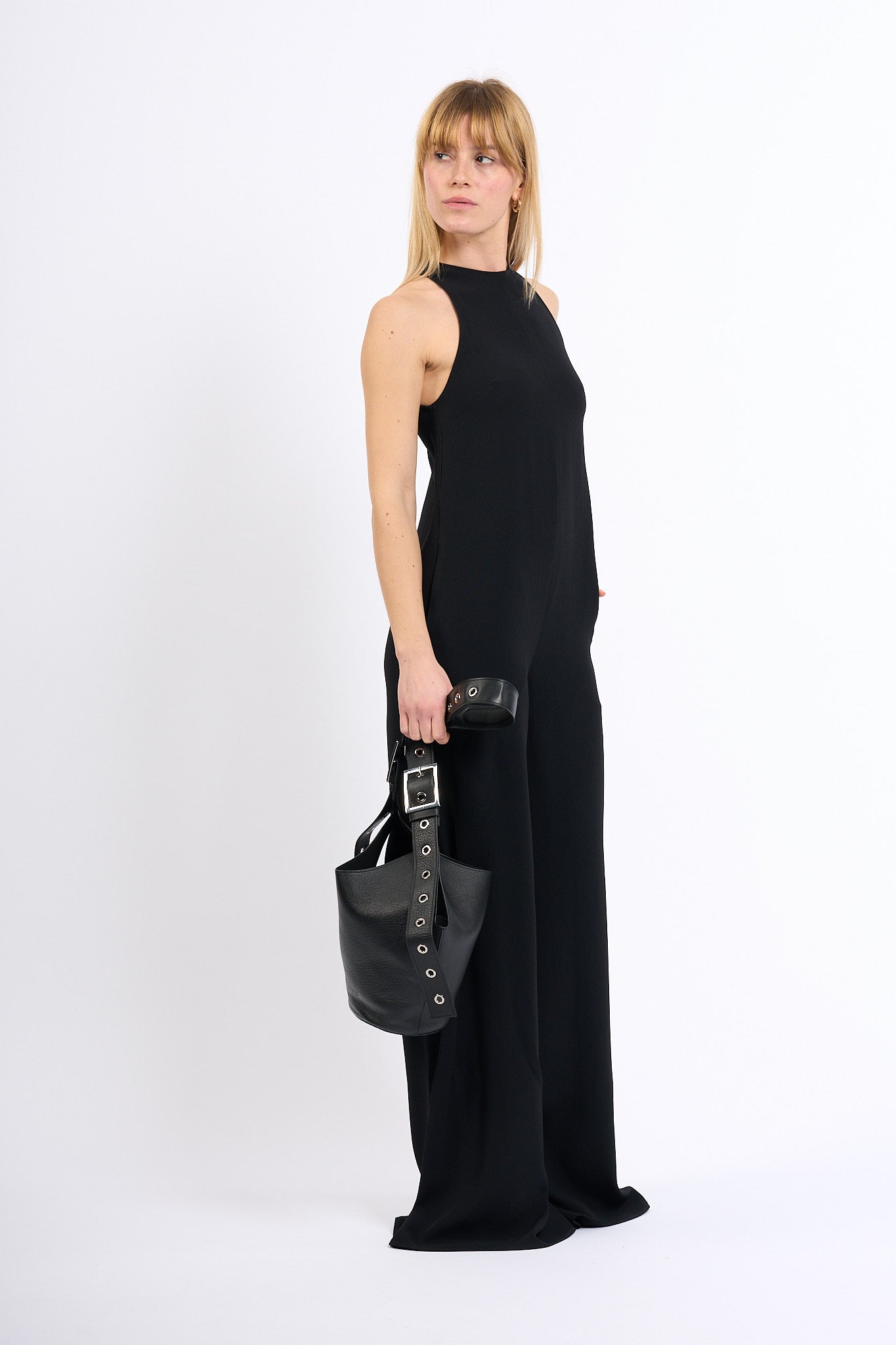Dondup Tuta Loose Fit in Crepe Nero Donna-3