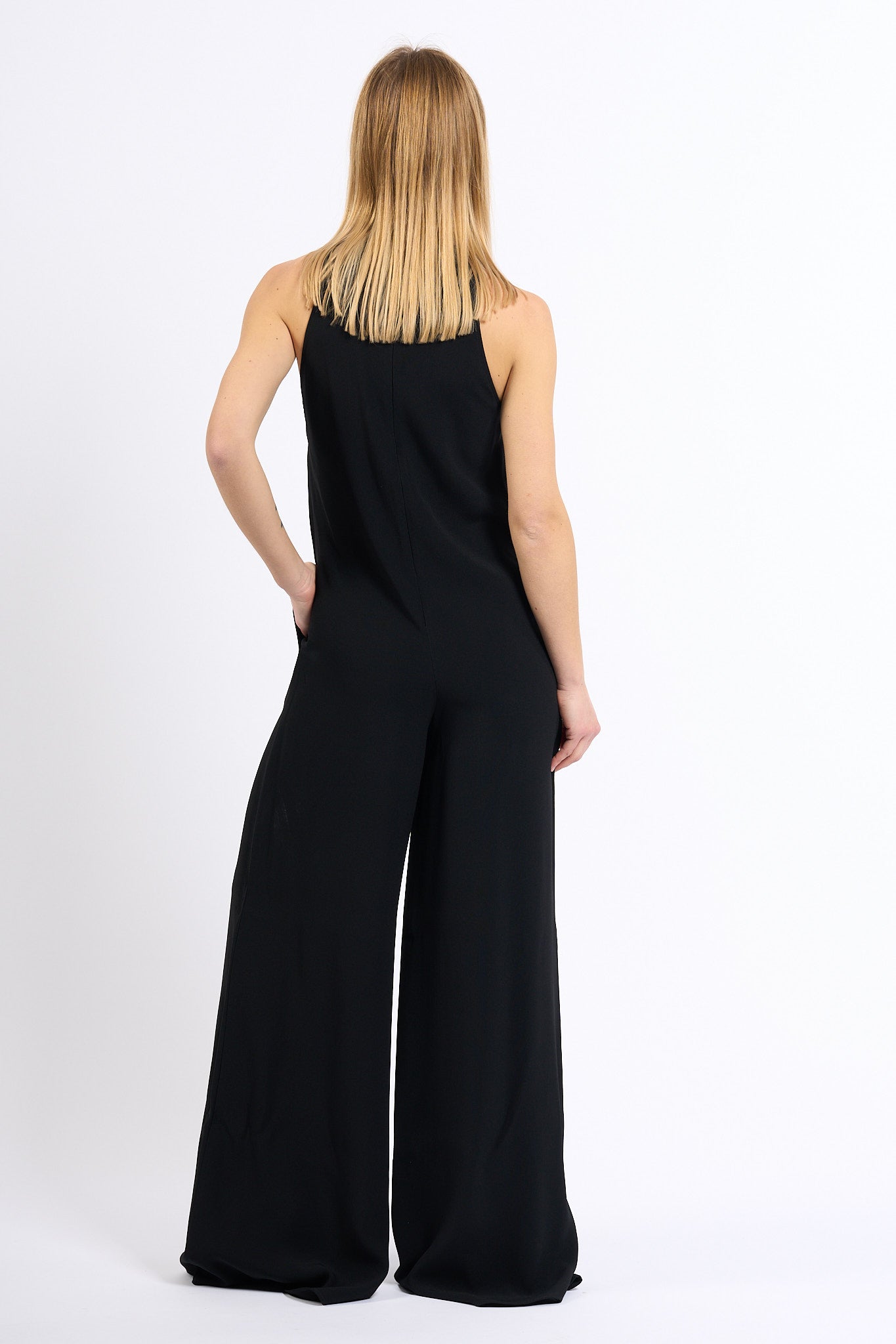 Dondup Tuta Loose Fit in Crepe Nero Donna-2