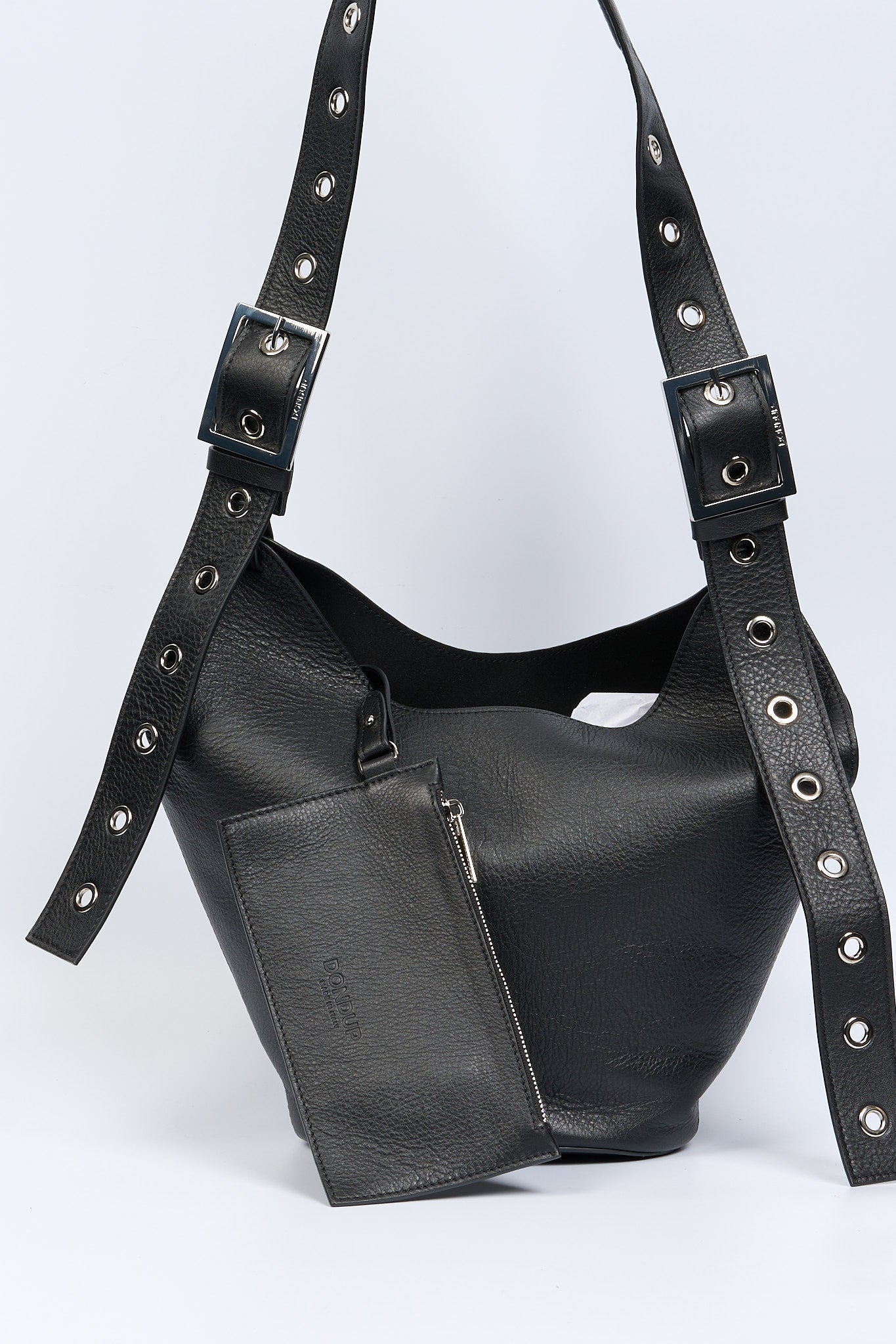 Dondup Borsa Small Hobo in Pelle Nero Donna-4