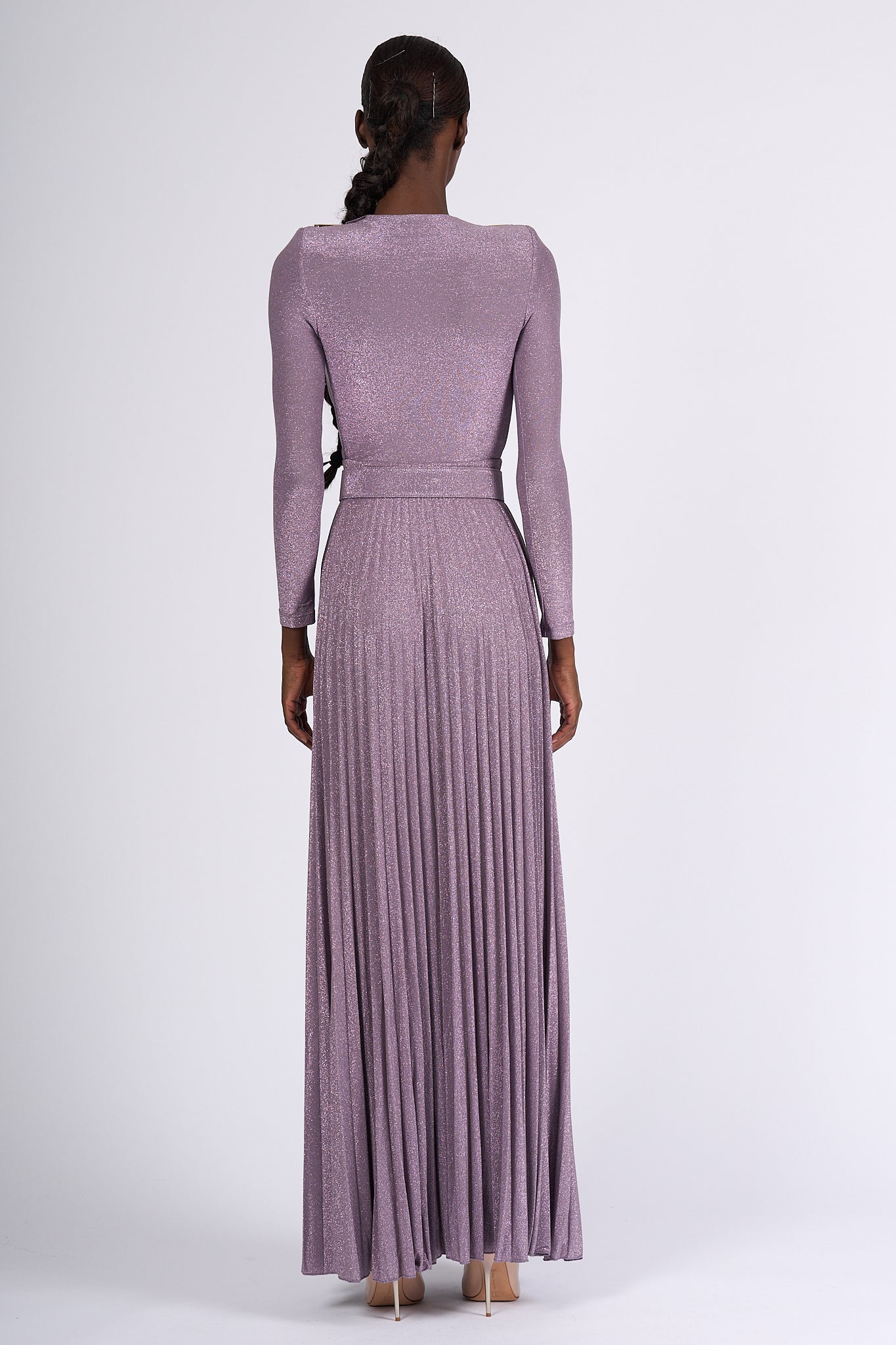 Elisabetta Franchi Long Red Carpet Dress Lilac Women-3