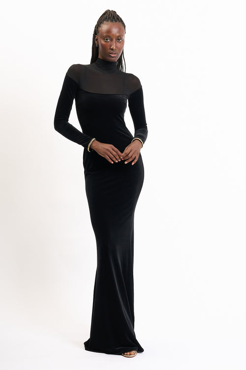 Elisabetta Franchi Abito Red Carpet Velluto Nero Donna