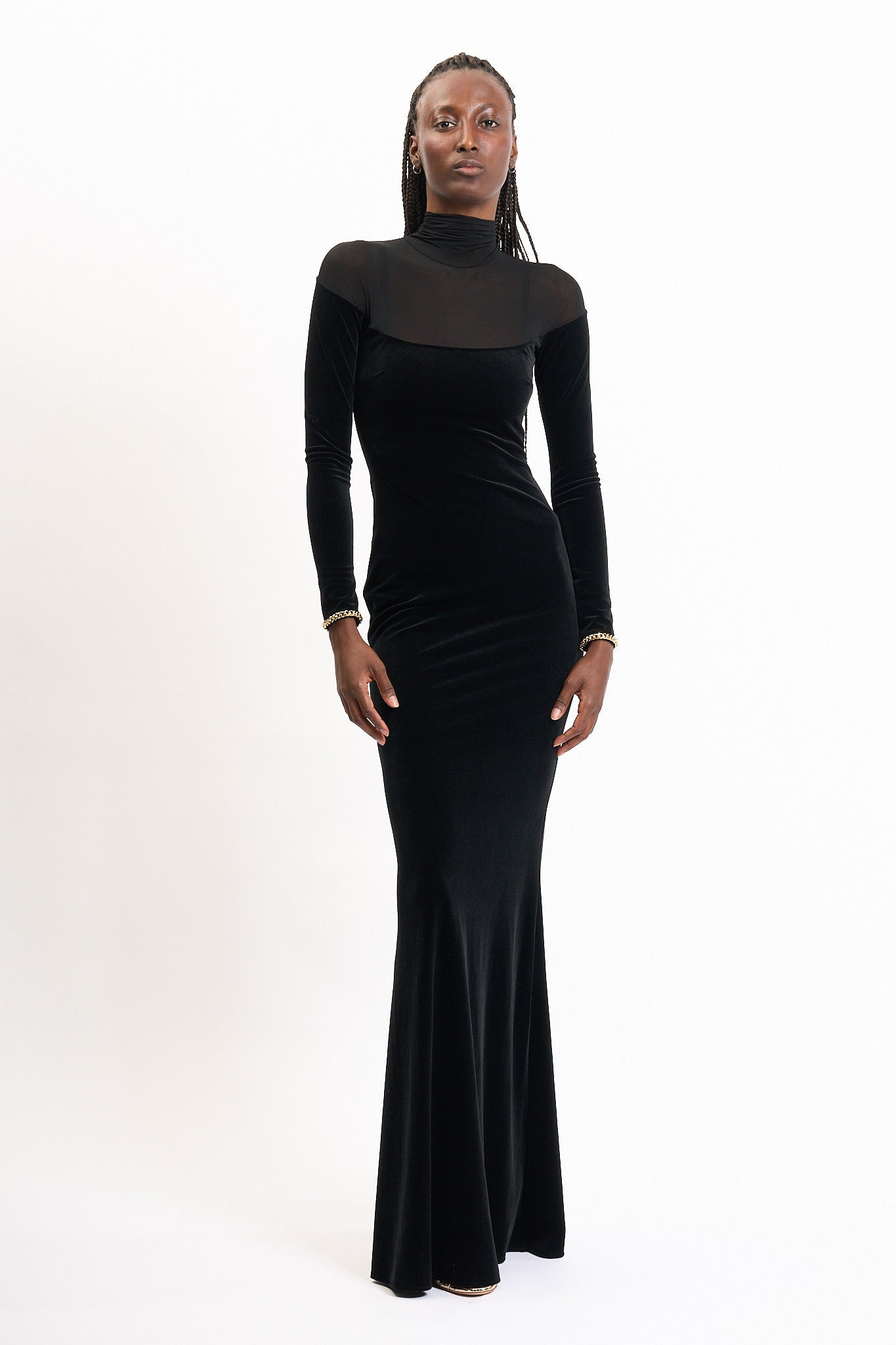 Elisabetta Franchi Abito Red Carpet Velluto Nero Donna-4