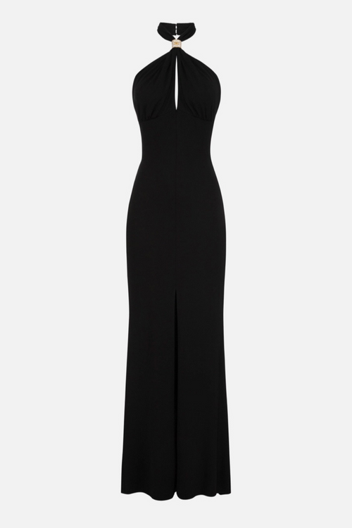 Elisabetta Franchi Long Dress With Black Jewellery Women