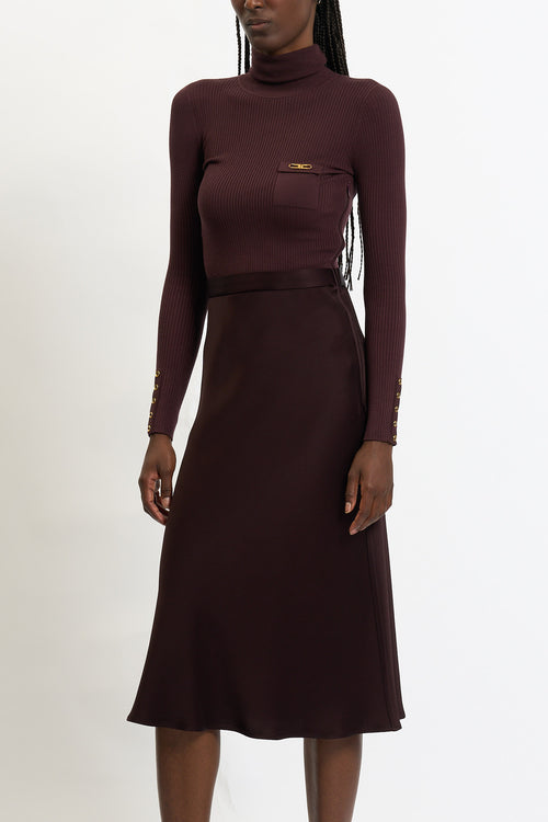 Elisabetta Franchi Abito con Gonna Satin Bordeaux Donna