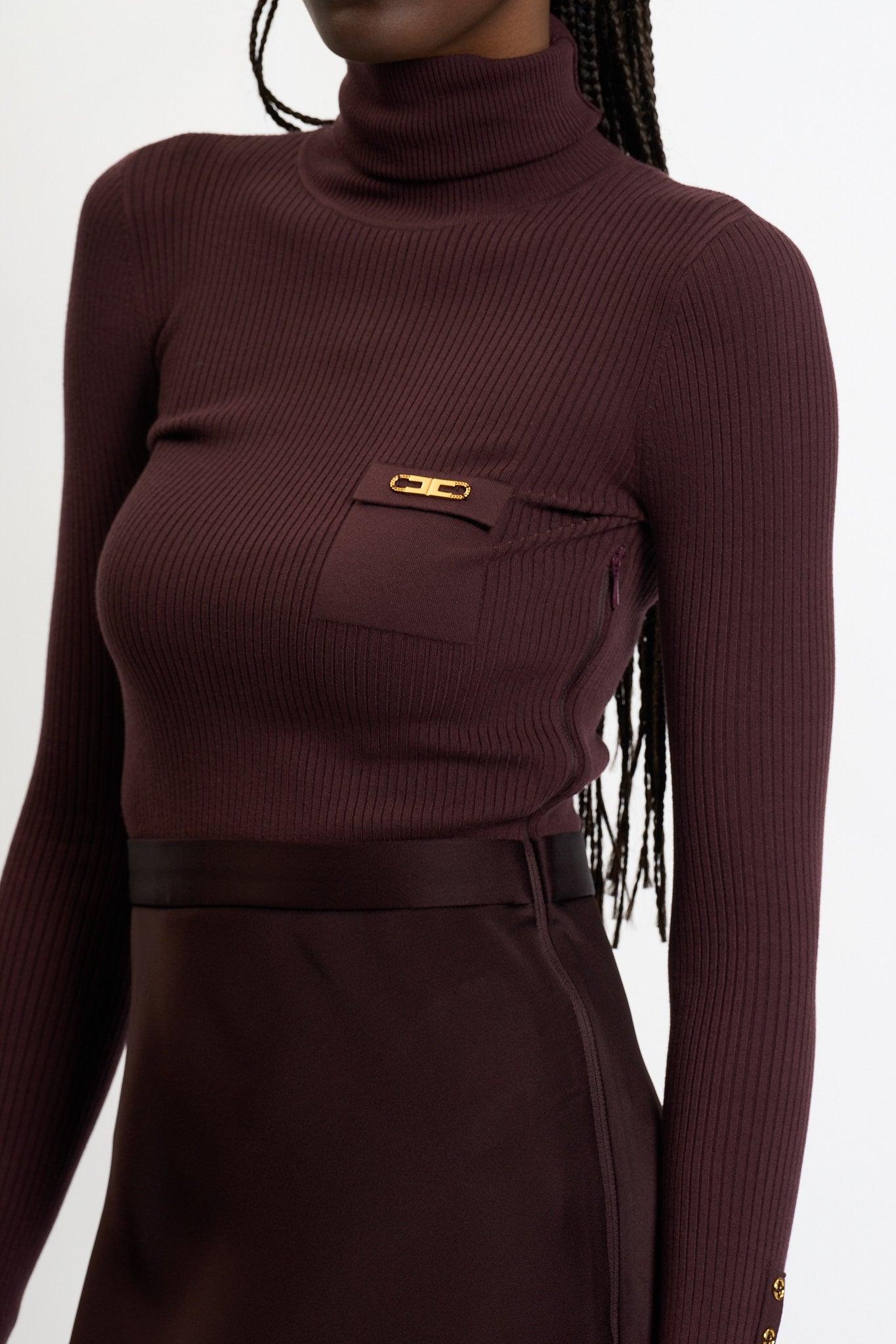 Elisabetta Franchi Abito con Gonna Satin Bordeaux Donna-6
