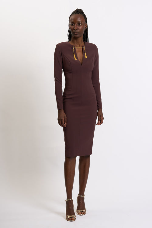 Elisabetta Franchi Abito in Crepe Merlot Donna
