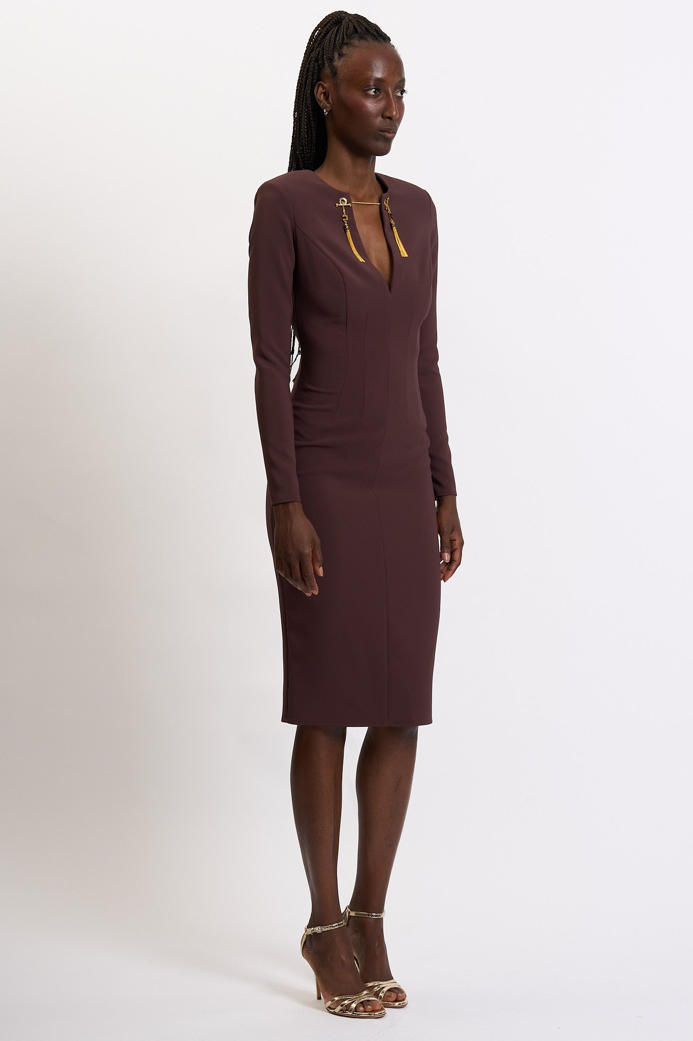 Elisabetta Franchi Abito in Crepe Merlot Donna-3
