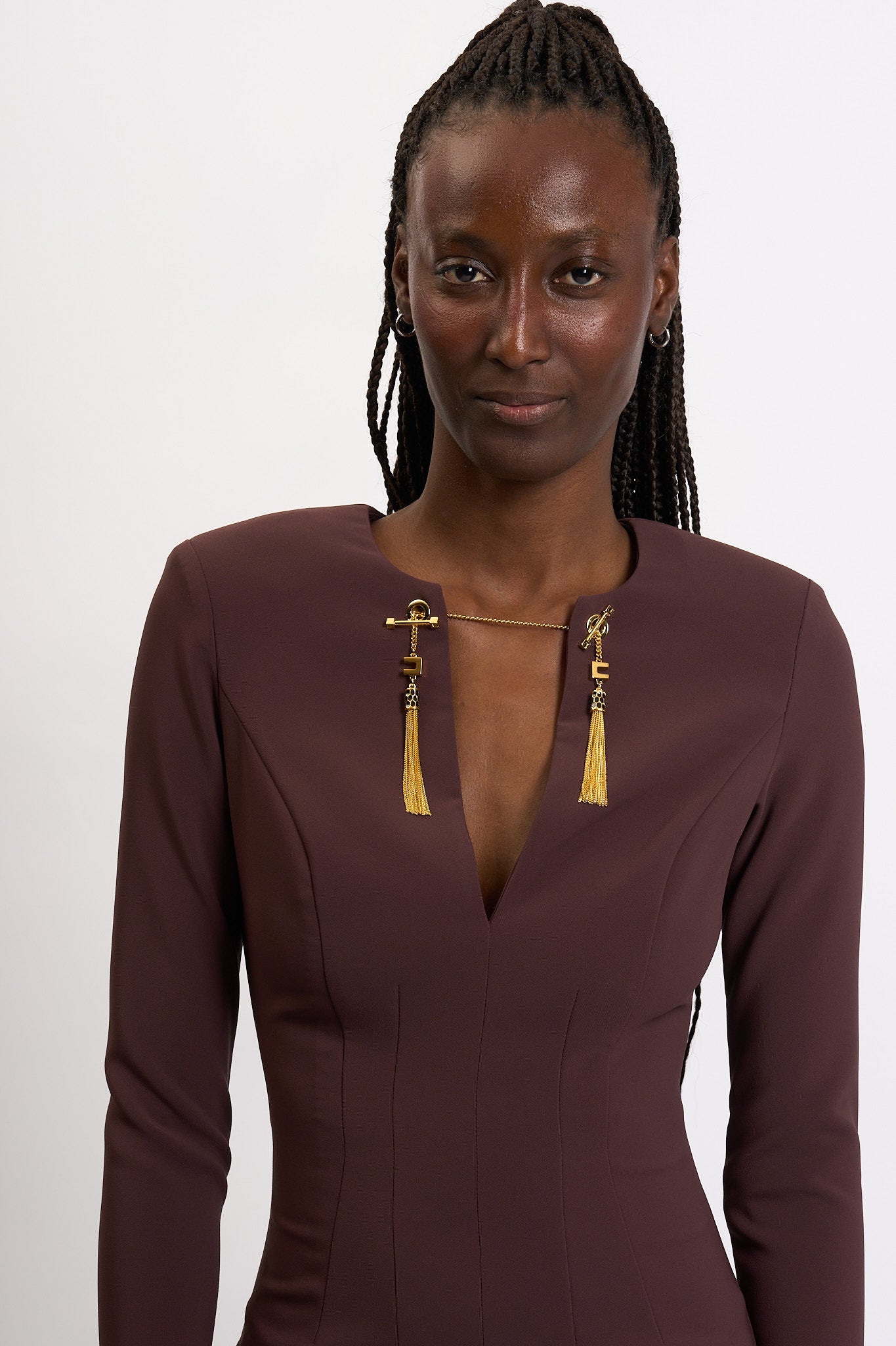 Elisabetta Franchi Abito in Crepe Merlot Donna-5
