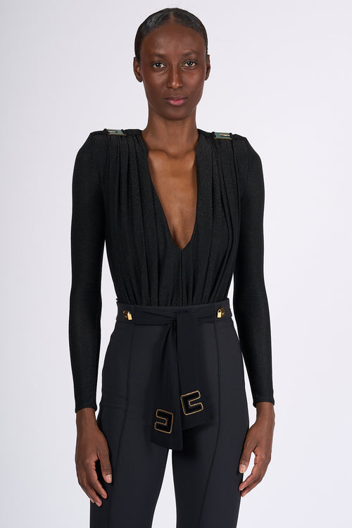 Elisabetta Franchi Women's Black Lurex Bodysuit