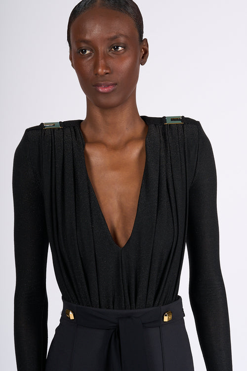 Elisabetta Franchi Women's Black Lurex Bodysuit-2