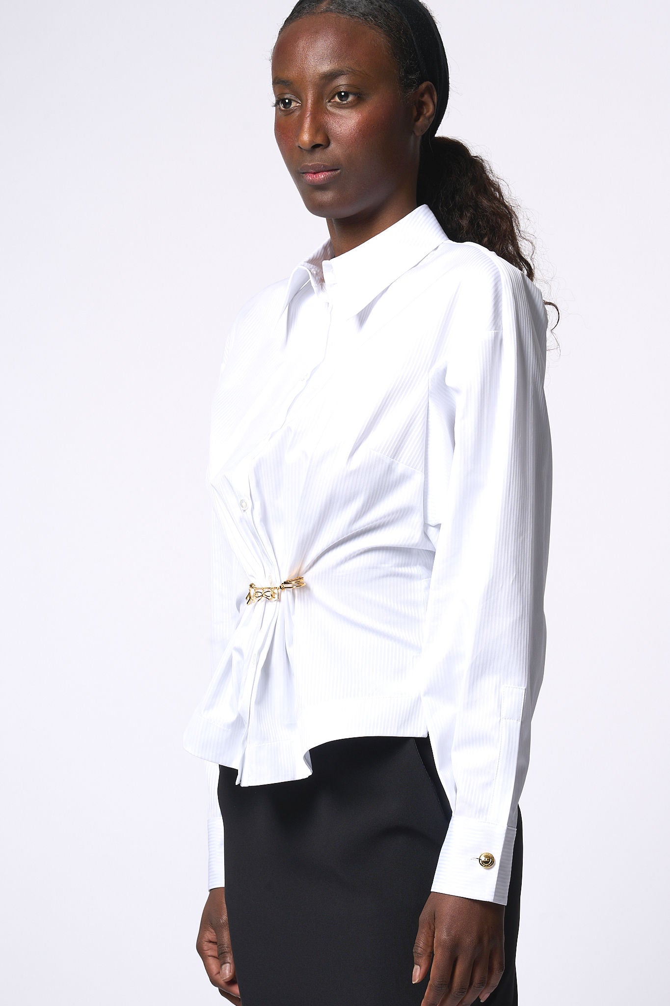 Elisabetta Franchi Camicia Con Spilla Bianco Donna-4