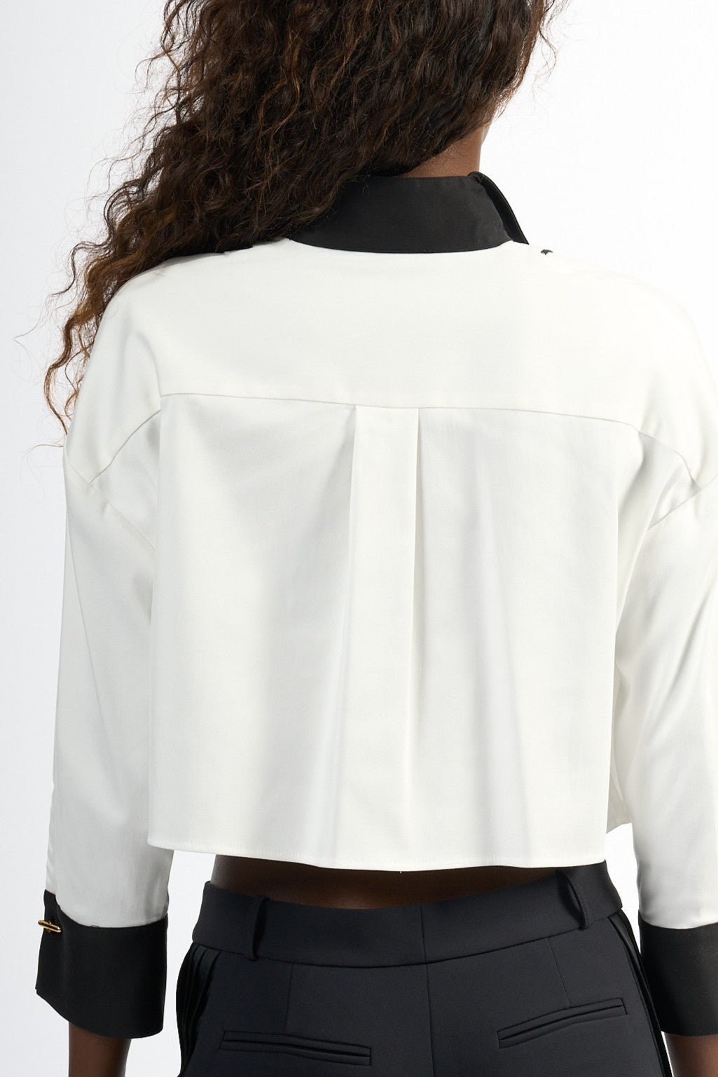 Elisabetta Franchi Camicia Crop Bianco/Nero Donna-4