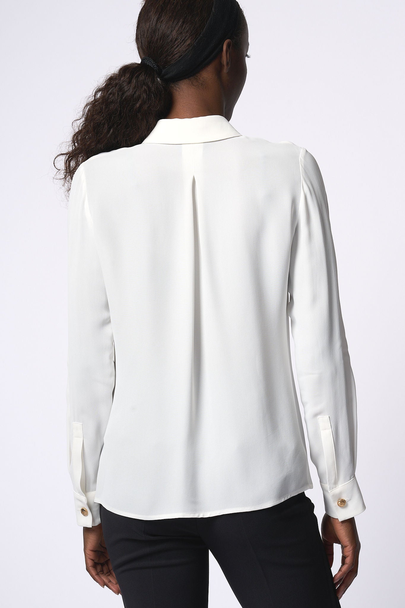 Elisabetta Franchi Camicia Logo Ricamo Avorio Donna-4