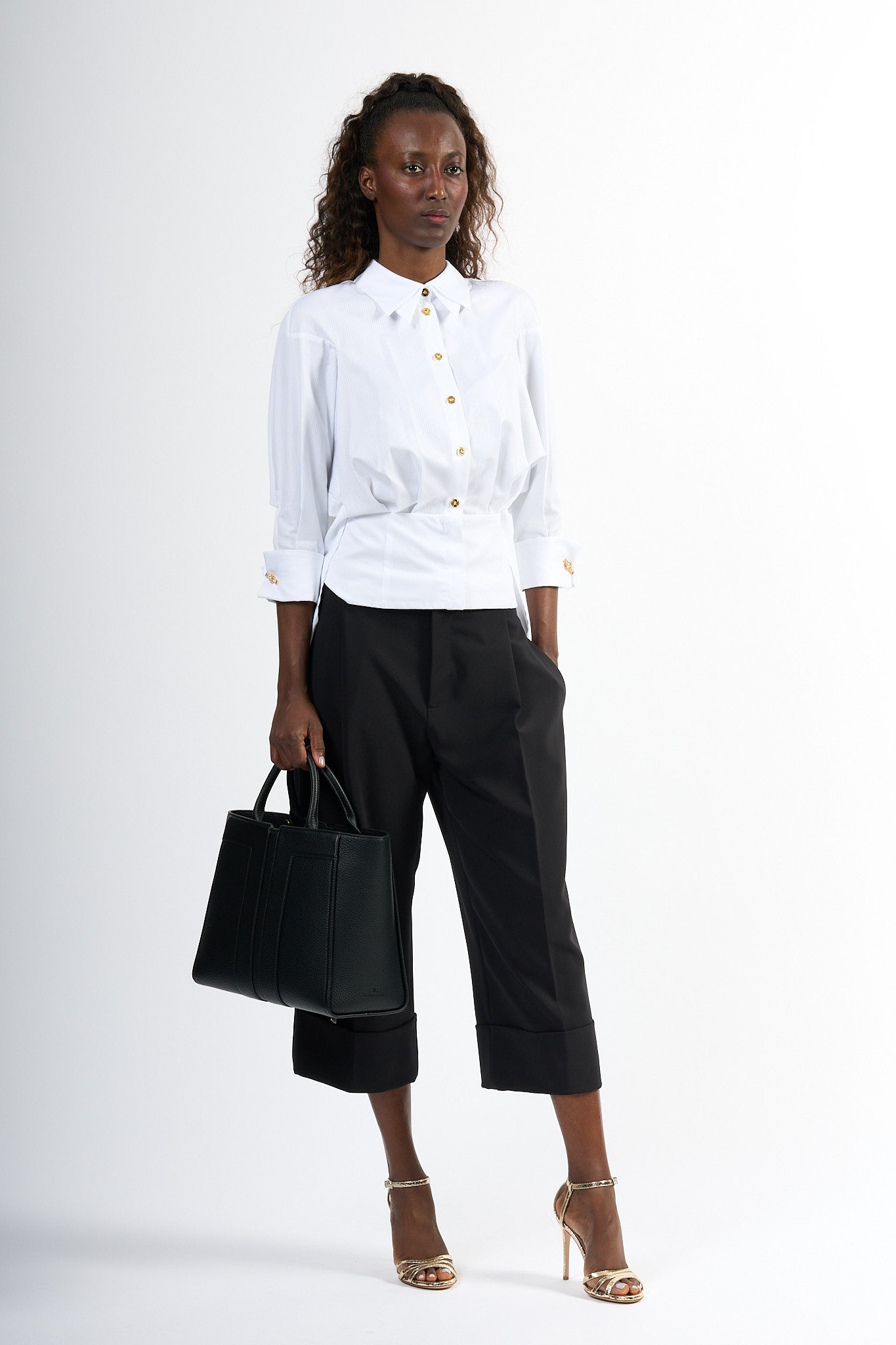 Elisabetta Franchi Camicia Riga Brillantino Bianco Donna-3