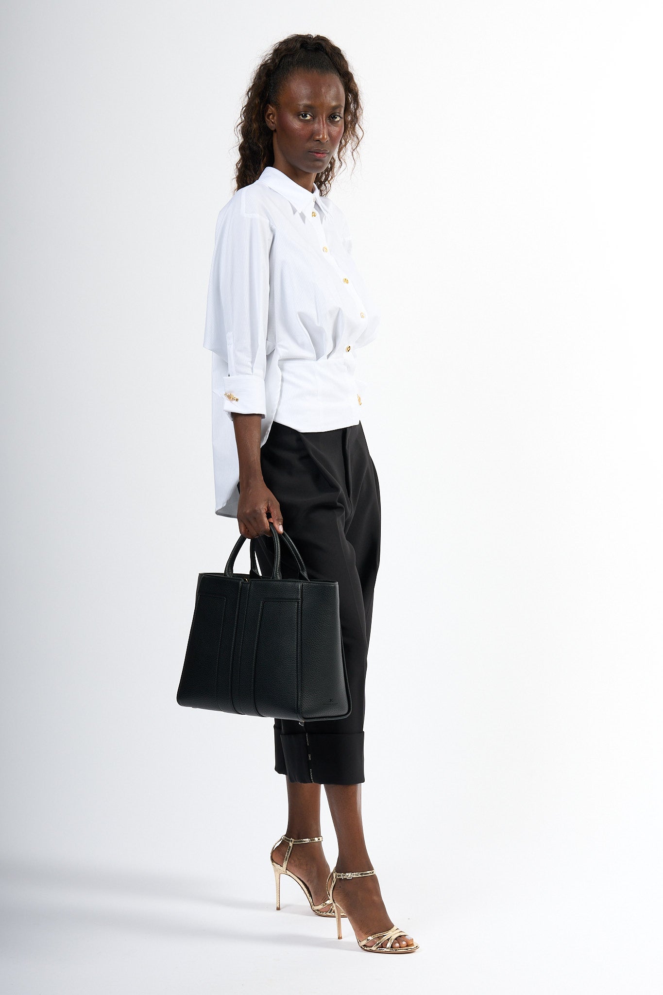 Elisabetta Franchi Camicia Riga Brillantino Bianco Donna-8