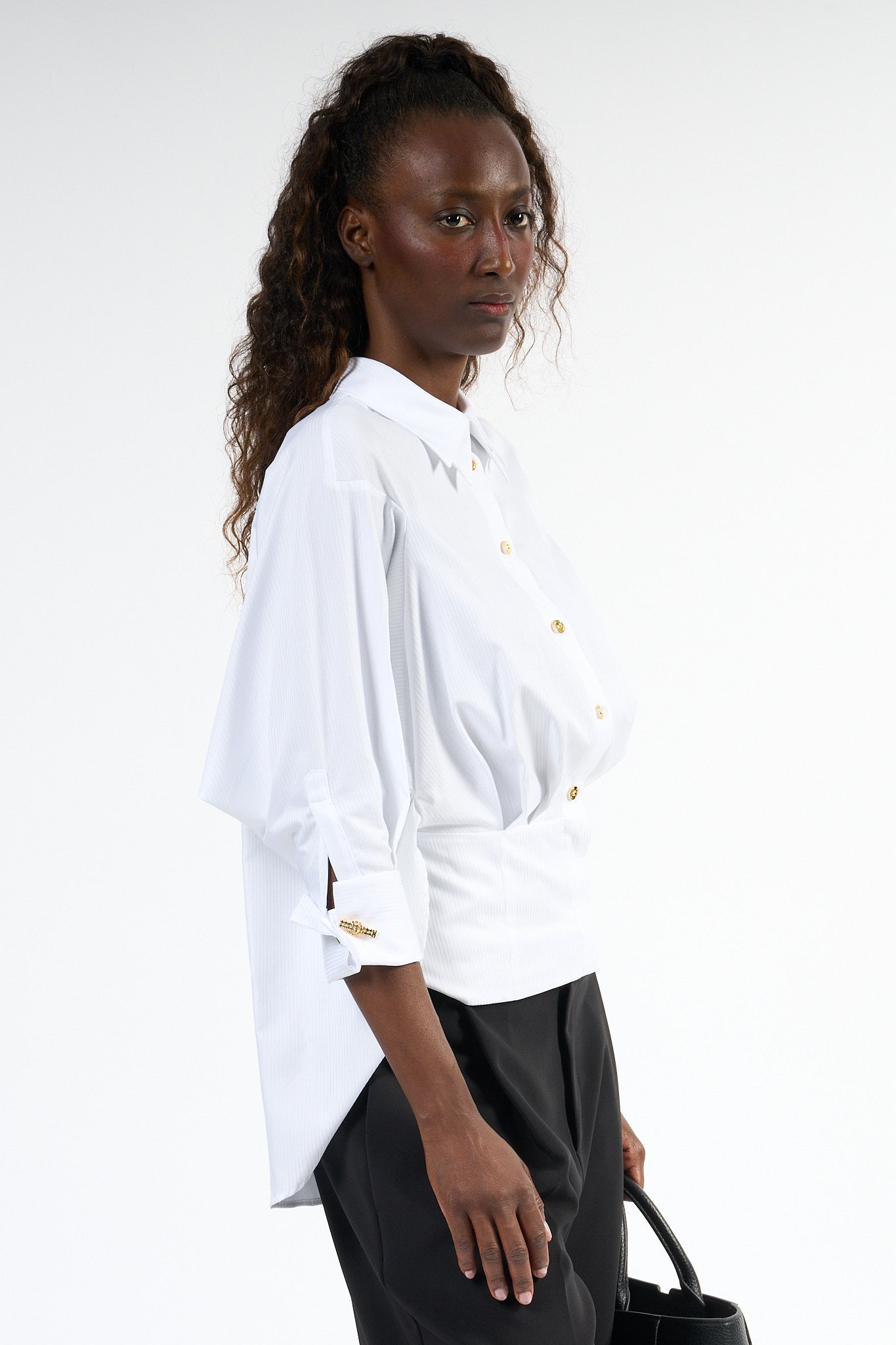 Elisabetta Franchi Camicia Riga Brillantino Bianco Donna-5