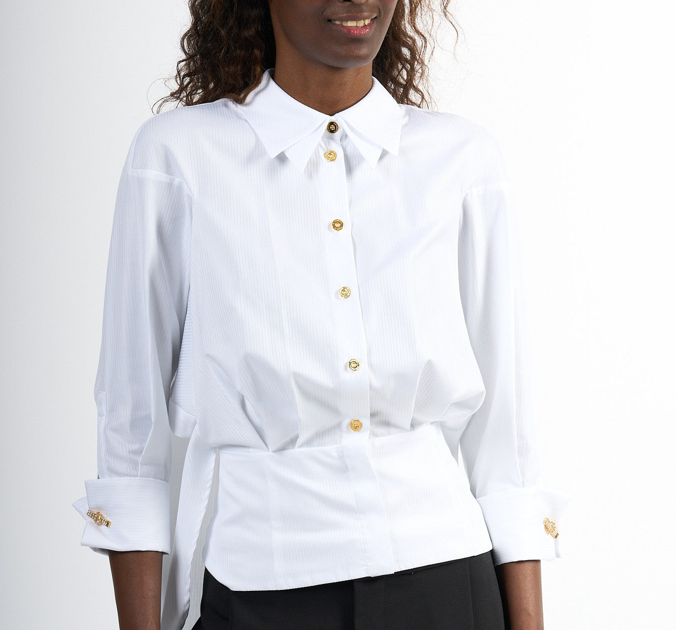 Elisabetta Franchi Camicia Riga Brillantino Bianco Donna-9