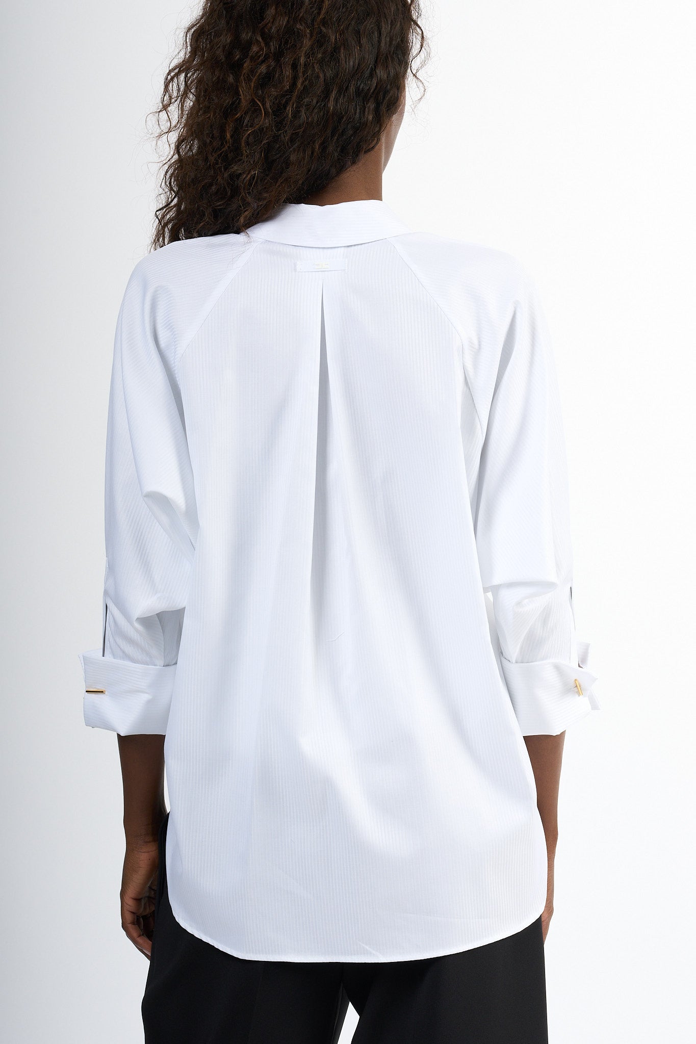 Elisabetta Franchi Camicia Riga Brillantino Bianco Donna-6