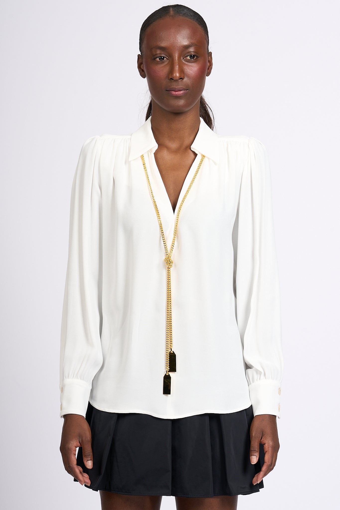 Elisabetta Franchi V Chain Shirt Ivory Women-4