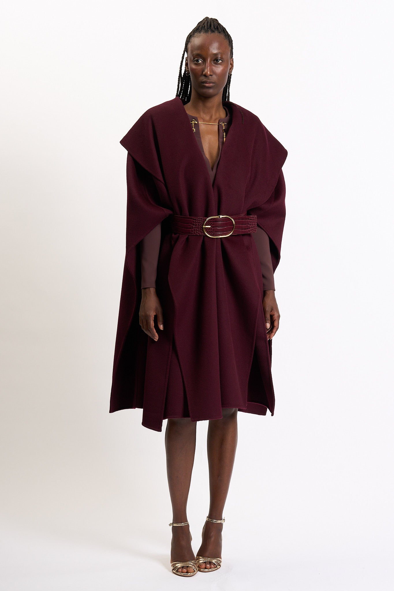 Elisabetta Franchi Cappa Lunga Bordeaux Donna-4