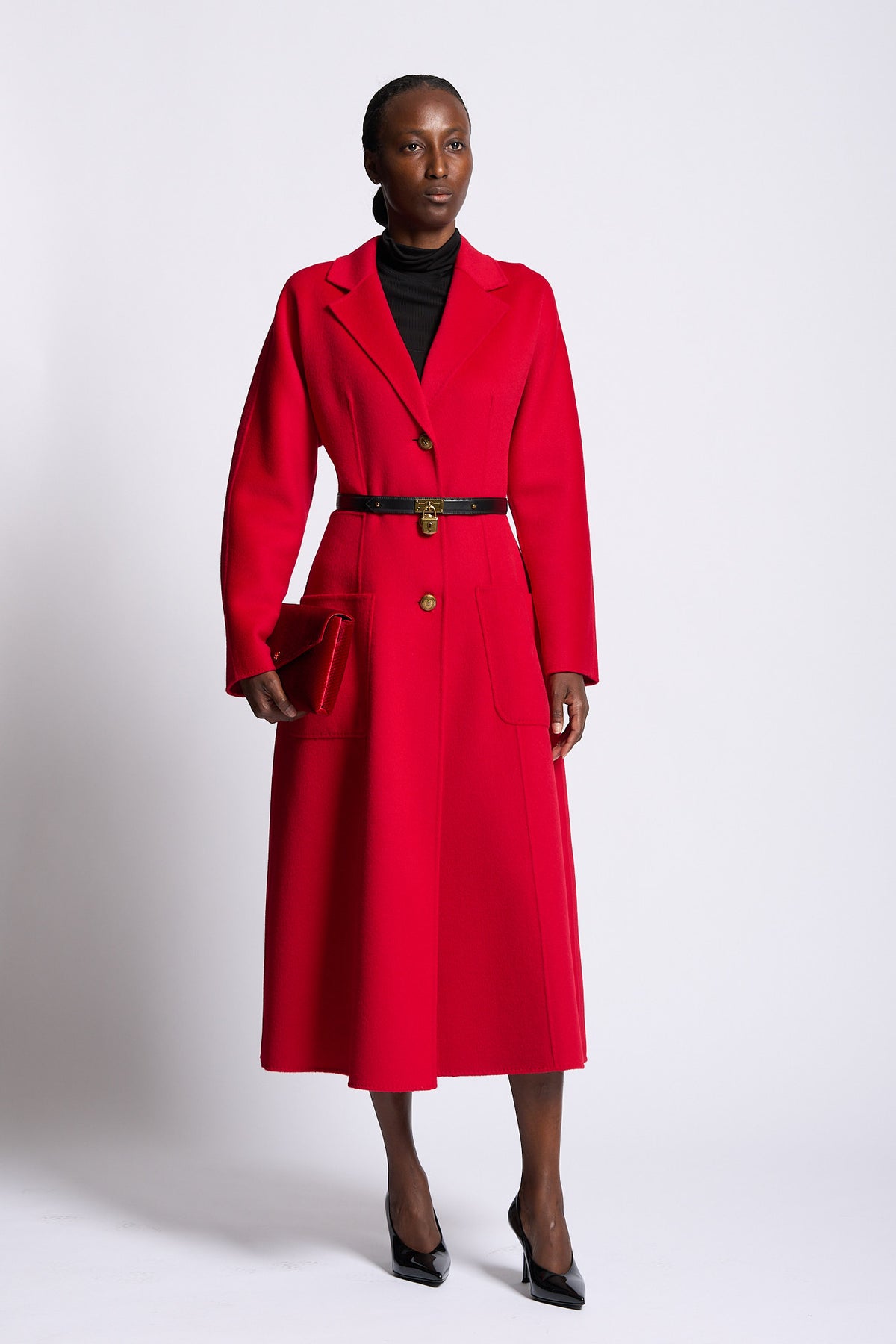 Elisabetta Franchi Cappotto Con Cintura Rosso Donna-1
