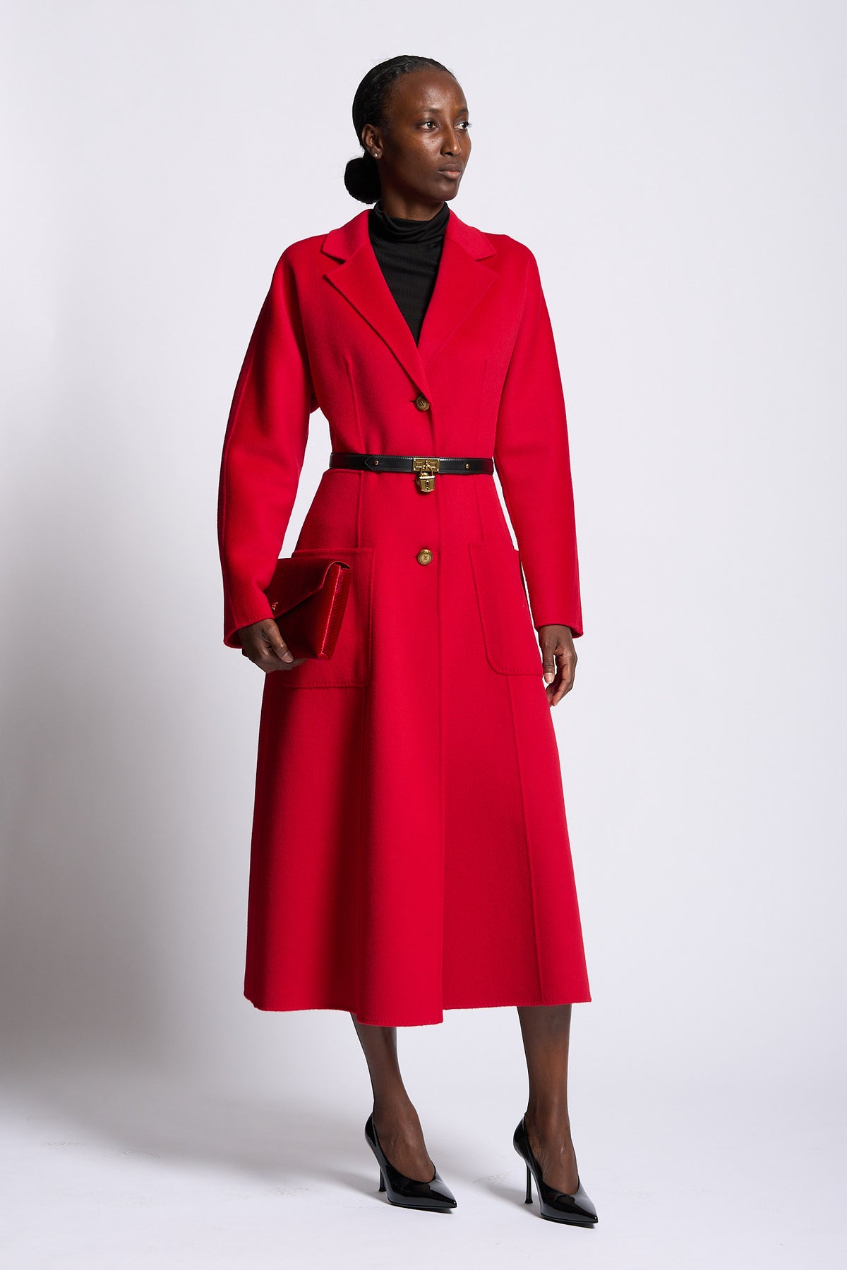 Elisabetta Franchi Cappotto Con Cintura Rosso Donna-4