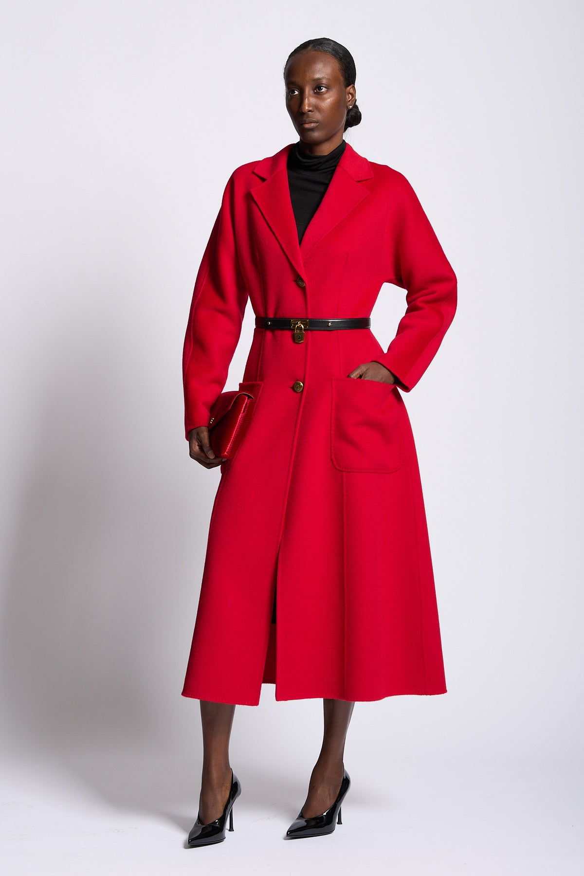Elisabetta Franchi Cappotto Con Cintura Rosso Donna-6