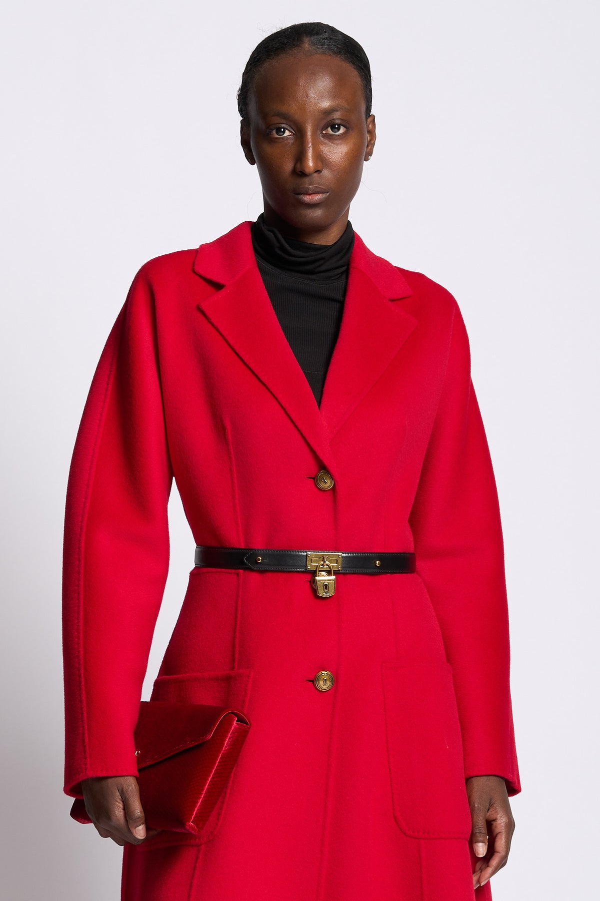 Elisabetta Franchi Cappotto Con Cintura Rosso Donna-3
