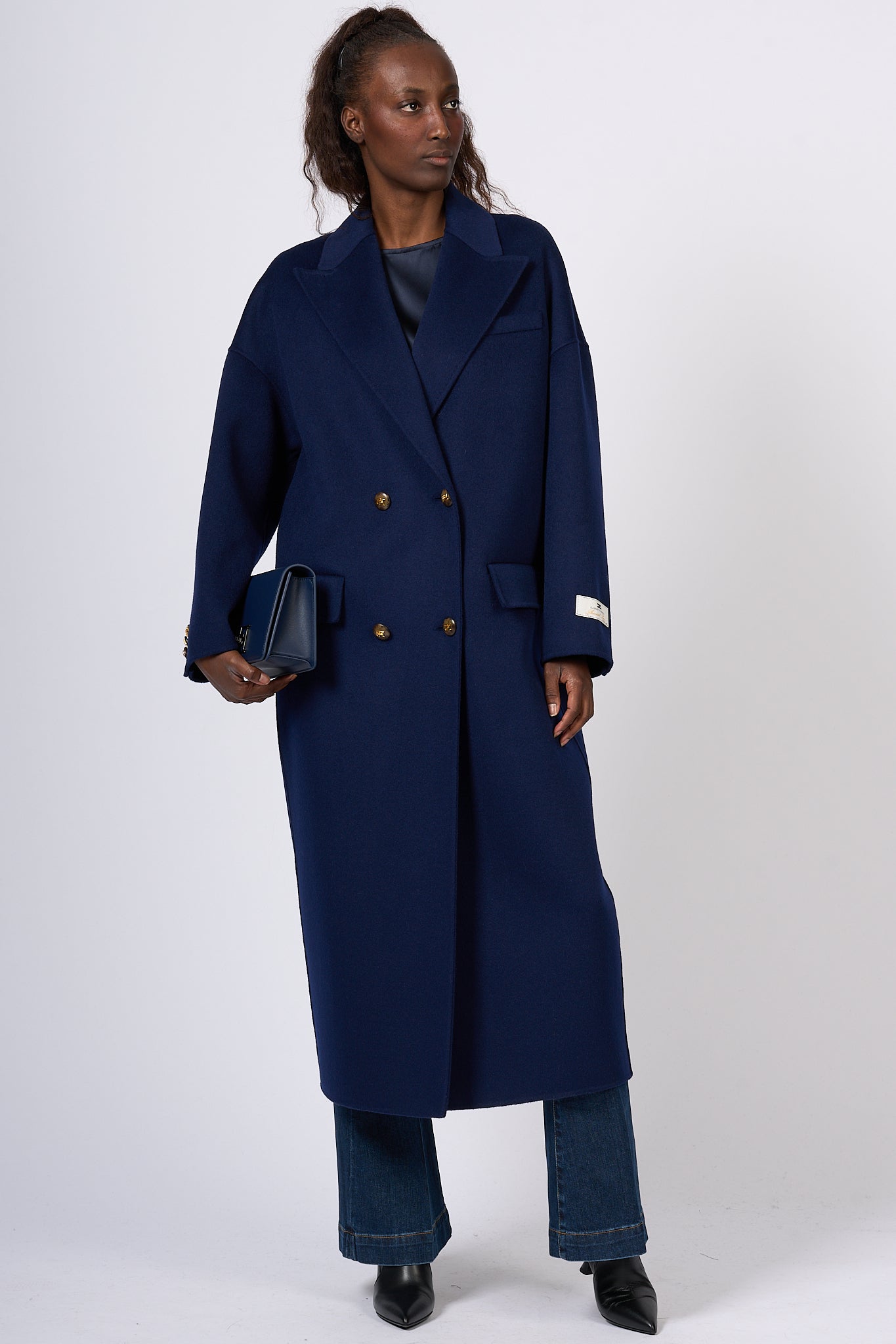 Elisabetta Franchi Overcoat Navy Blue Women-3