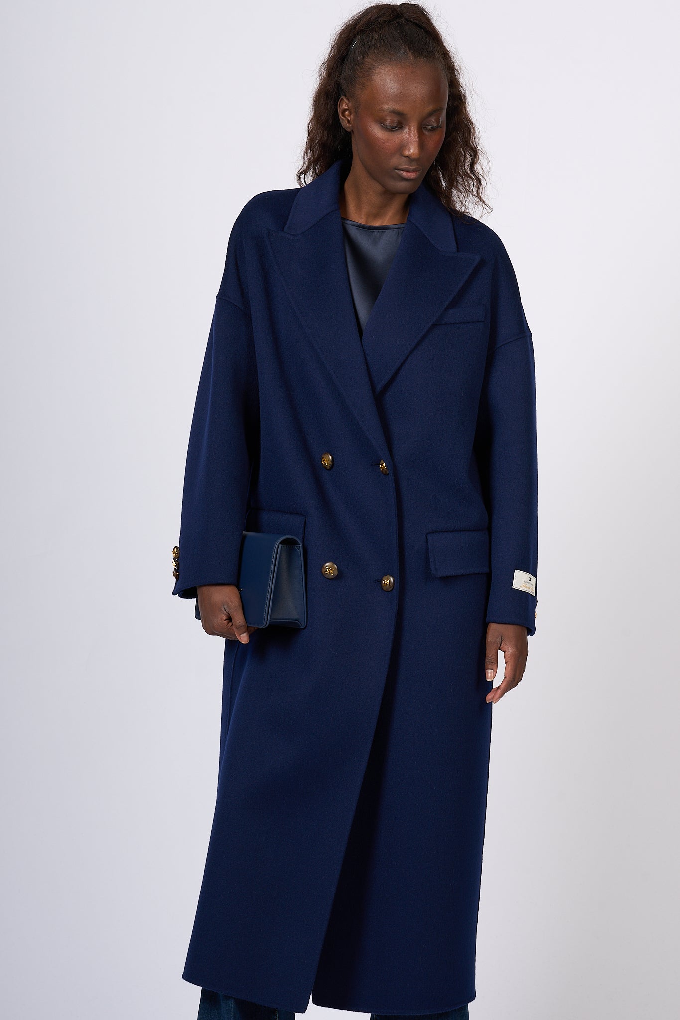 Elisabetta Franchi Overcoat Navy Blue Women-2