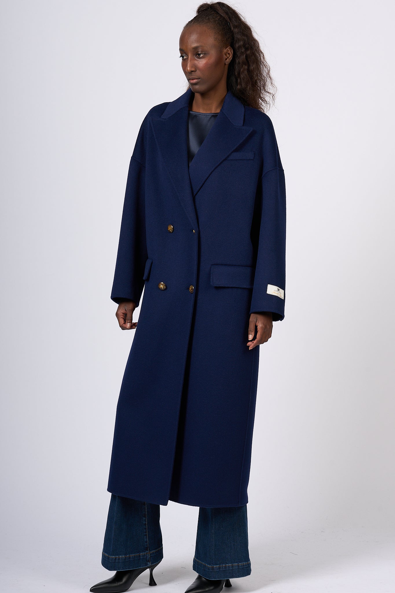 Elisabetta Franchi Overcoat Navy Blue Women-4