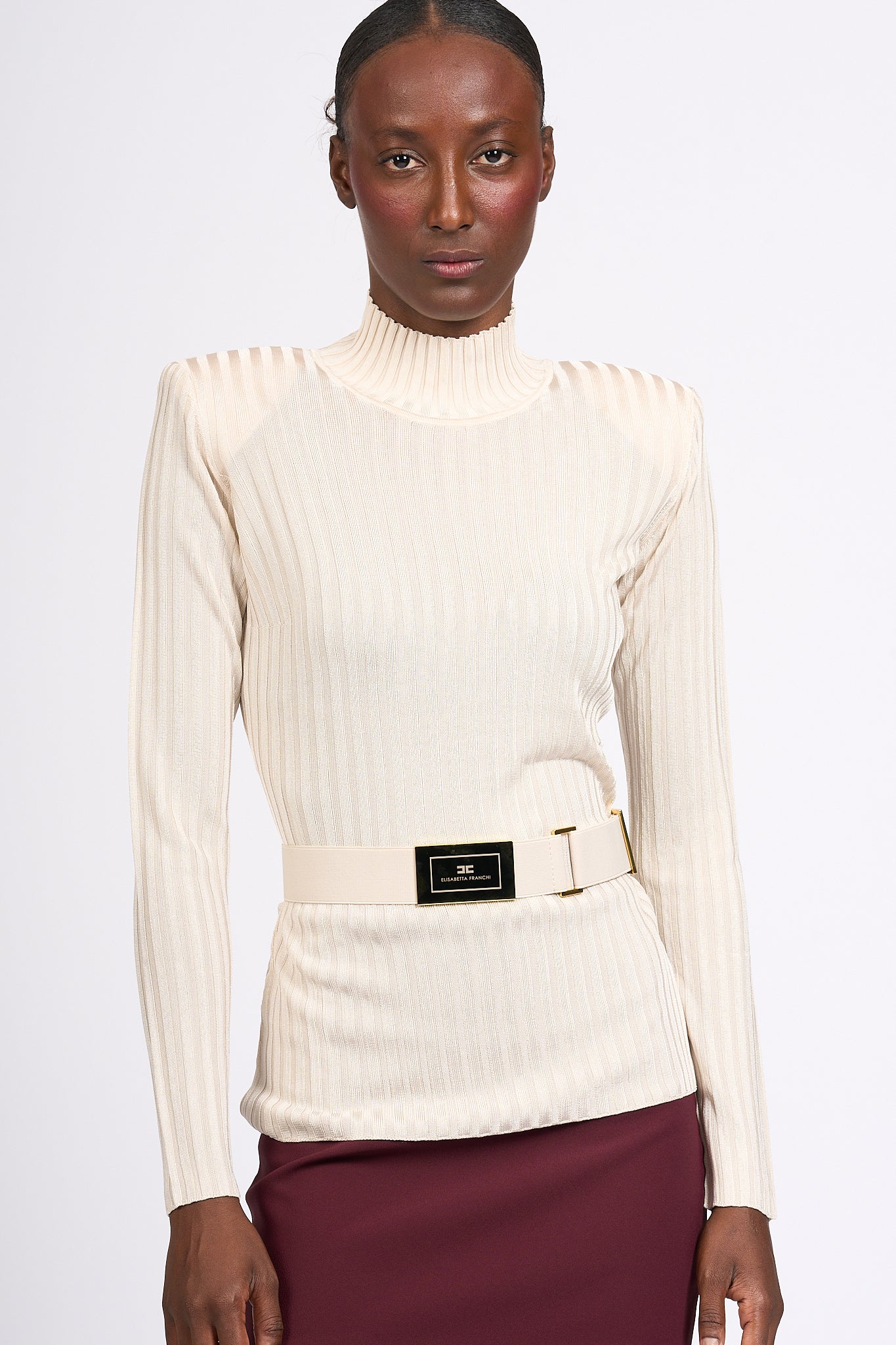 Elisabetta Franchi Ribbed Turtleneck Lattice Women-3