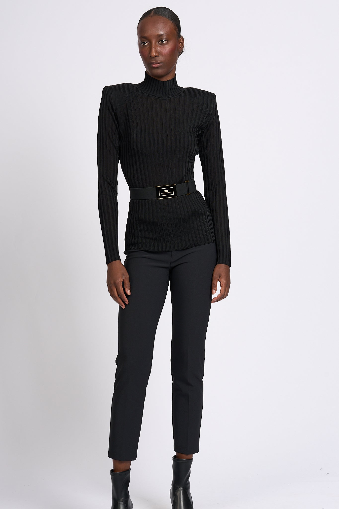 Elisabetta Franchi Ribbed Turtleneck Black Women-2