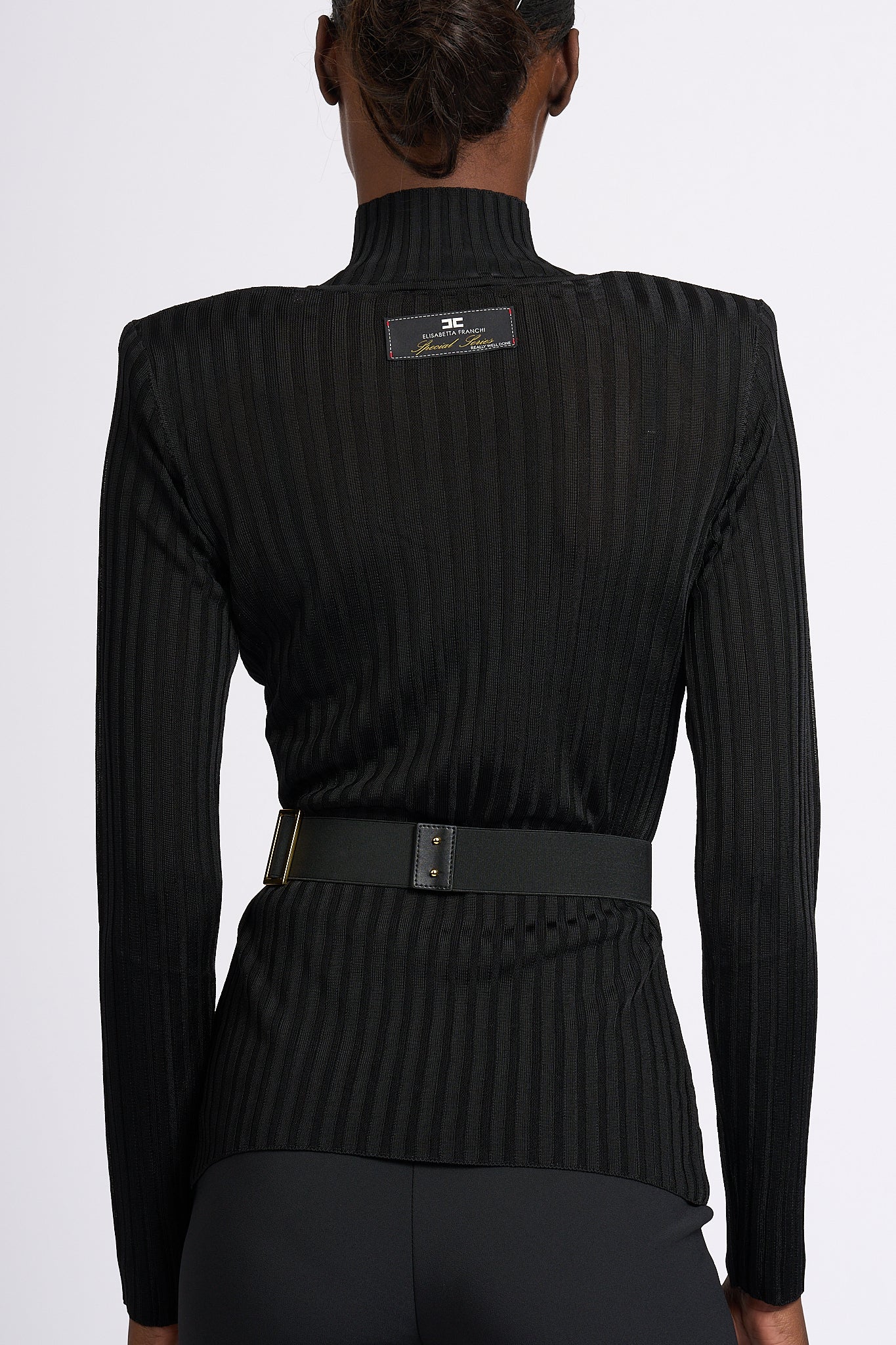 Elisabetta Franchi Ribbed Turtleneck Black Women-4