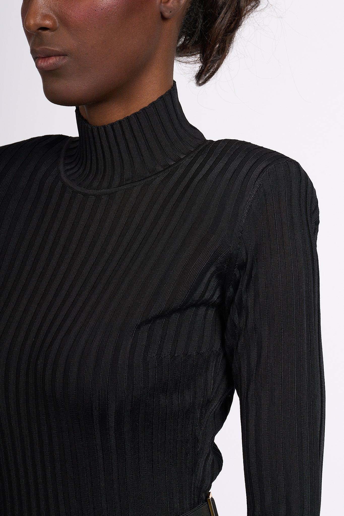 Elisabetta Franchi Ribbed Turtleneck Black Women-5