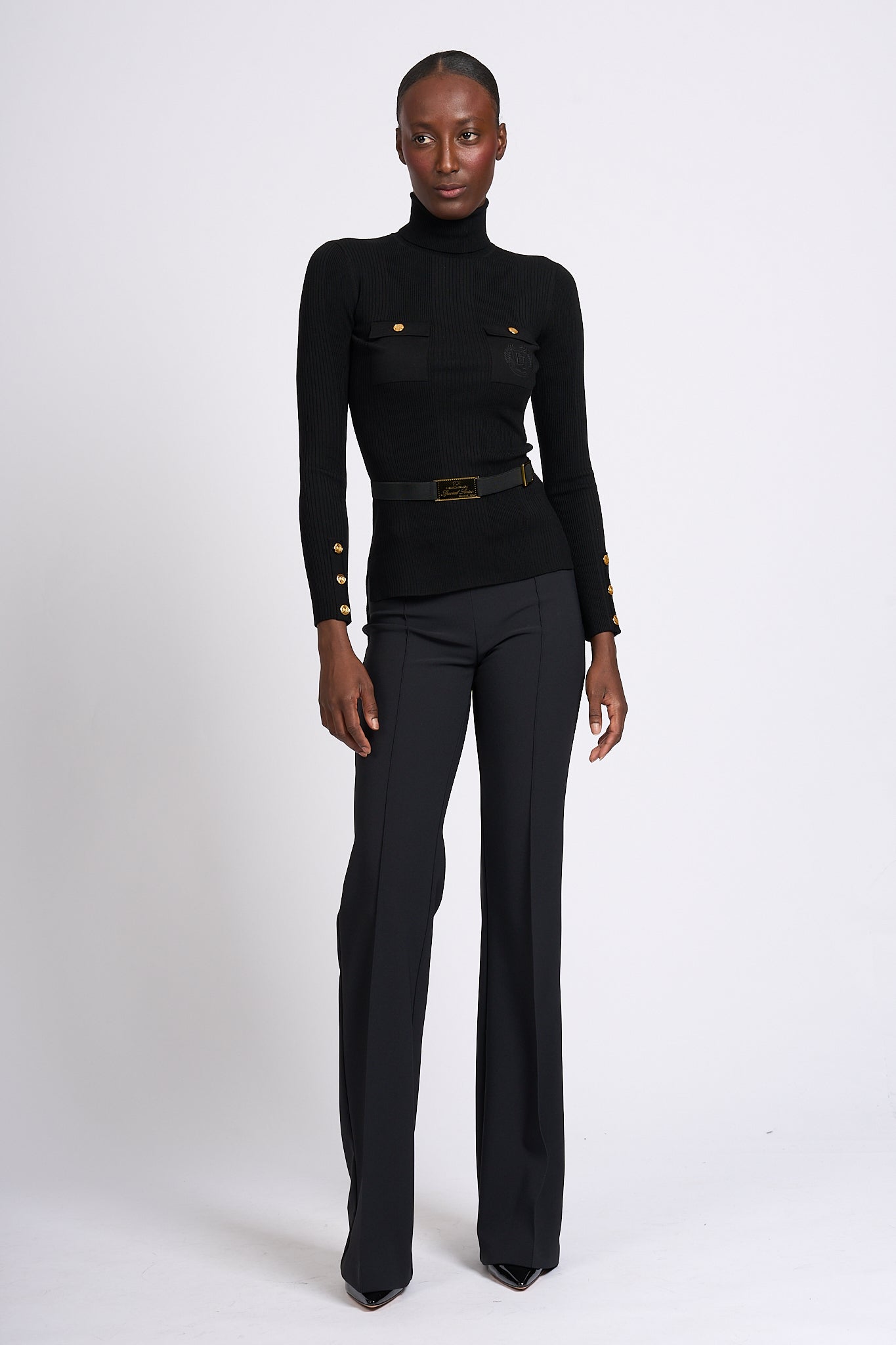 Elisabetta Franchi Ribbed Turtleneck Black Women-2