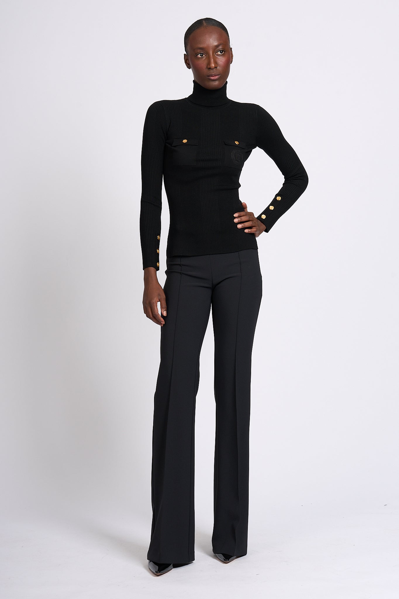 Elisabetta Franchi Ribbed Turtleneck Black Women-3