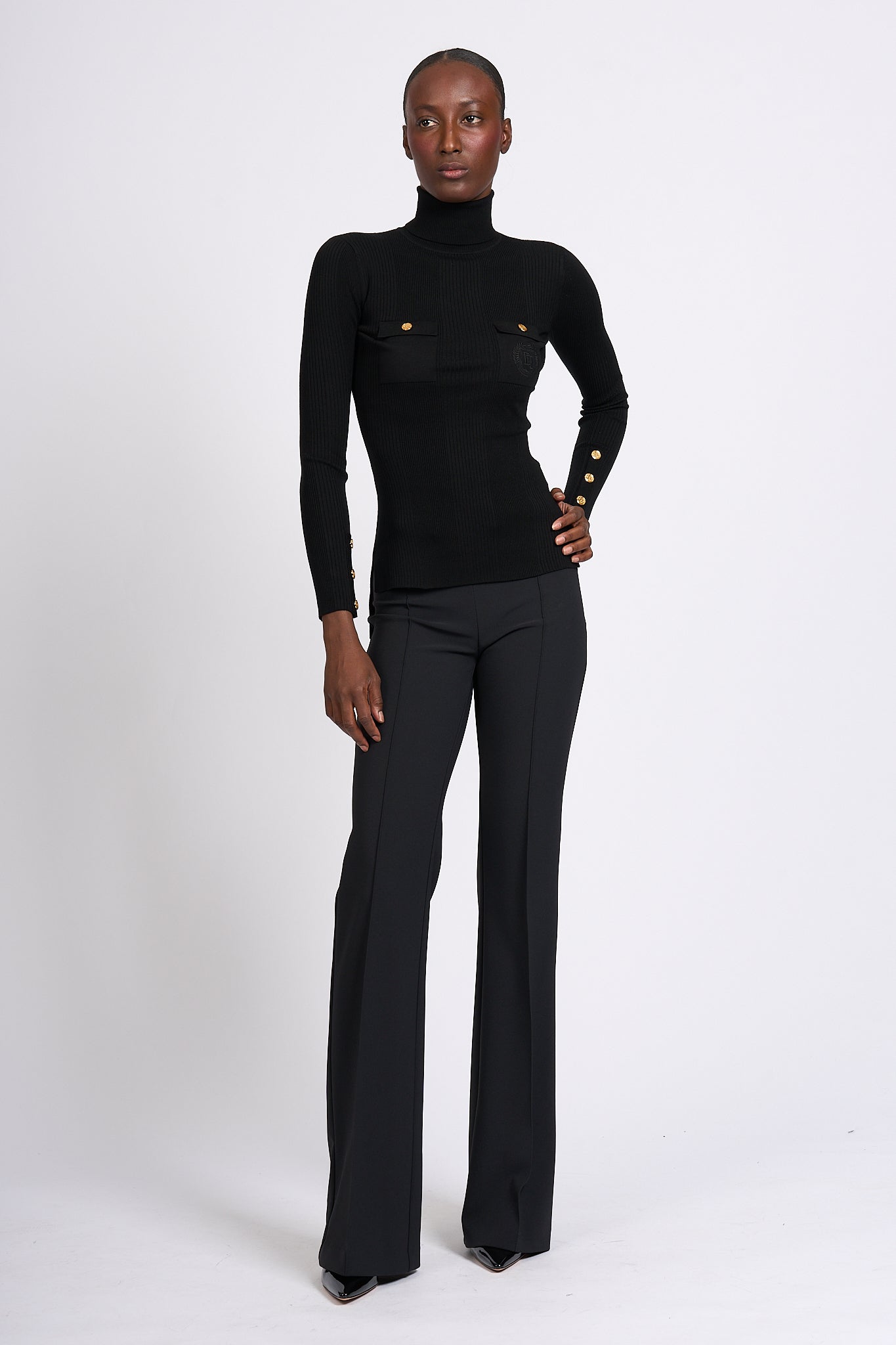 Elisabetta Franchi Ribbed Turtleneck Black Women-4