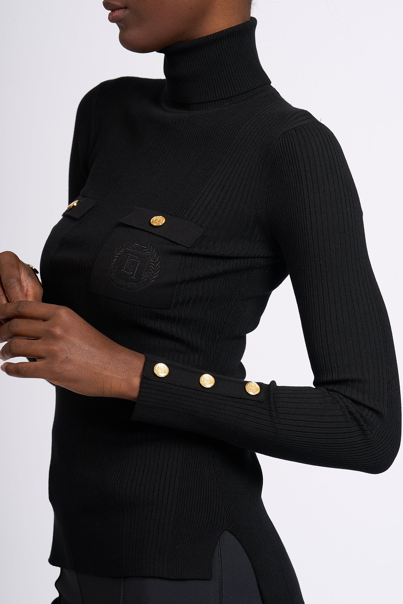 Elisabetta Franchi Ribbed Turtleneck Black Women-8