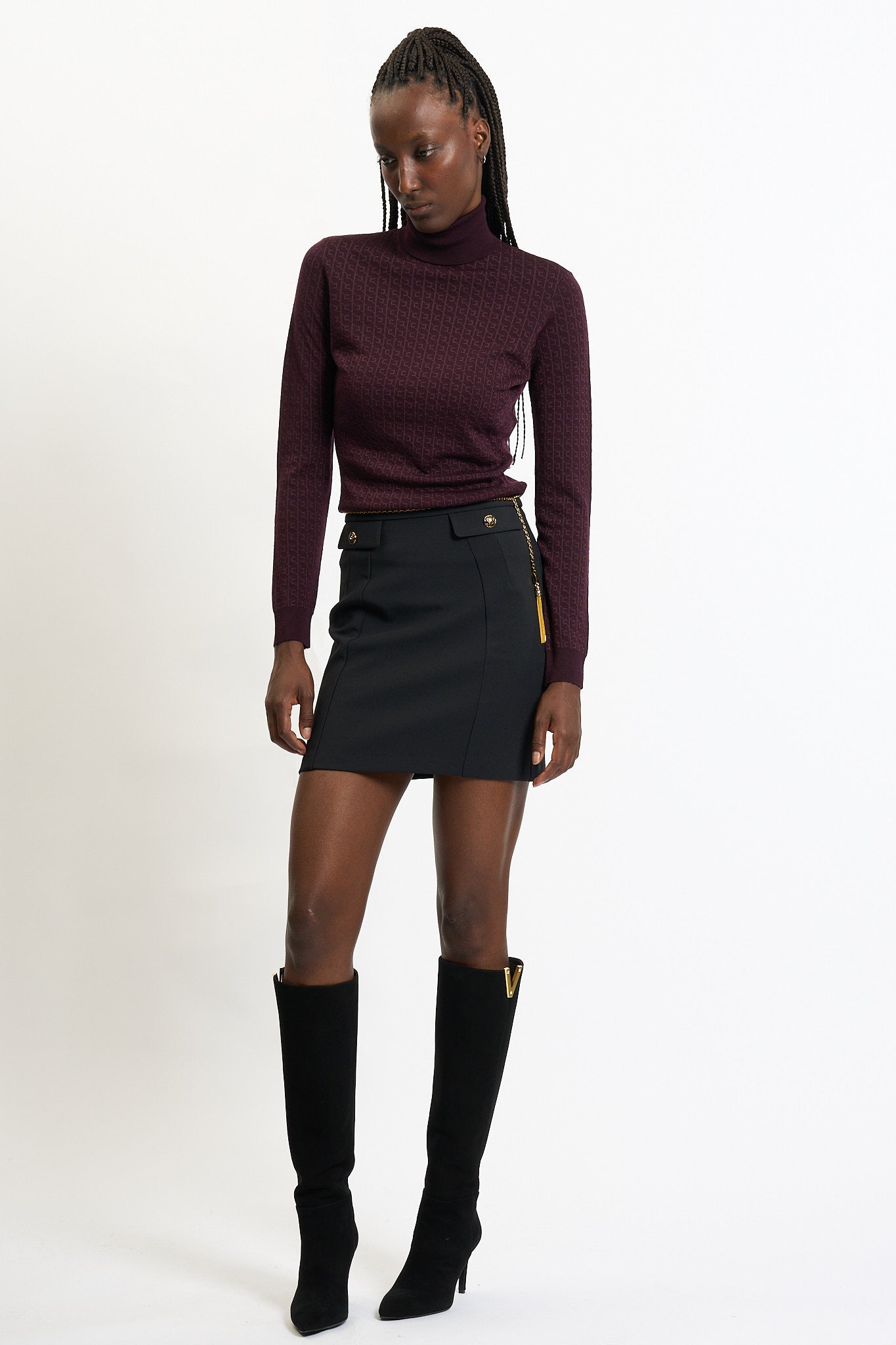 Elisabetta Franchi Dolcevita Logo Merlot  Donna-5