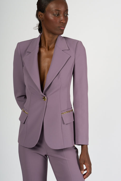 Elisabetta Franchi Women's Lilac Single-breasted Jacket -2